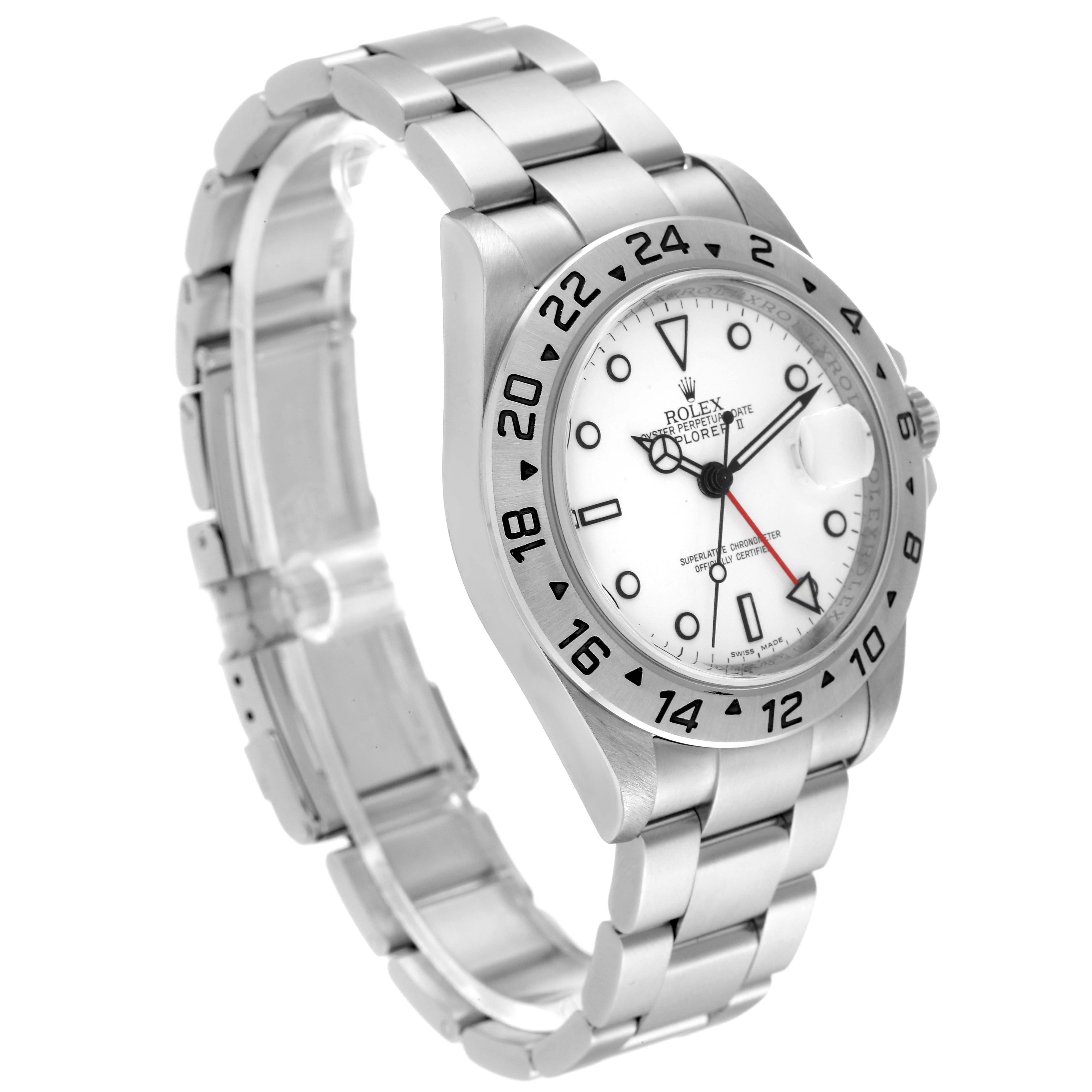 Rolex Explorer II 40mm White Dial Parachrom Hairspring Watch 16570 Box Card
