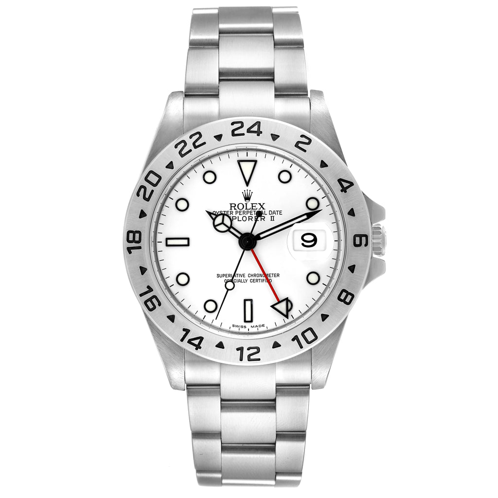 Rolex Explorer II 40mm White Dial Parachrom Hairspring Watch 16570 Box Card