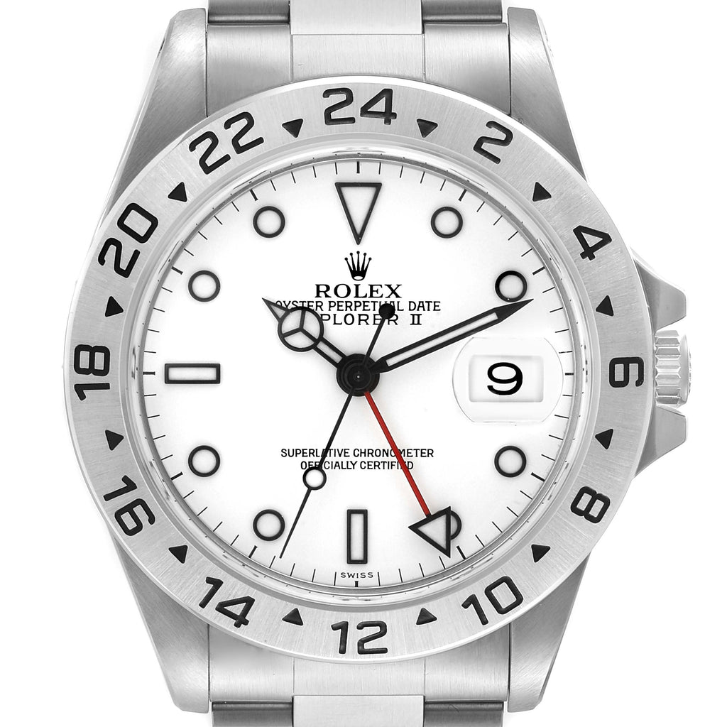 Rolex Explorer II 40mm Polar White Dial Automatic Watch 16570 Box Papers
