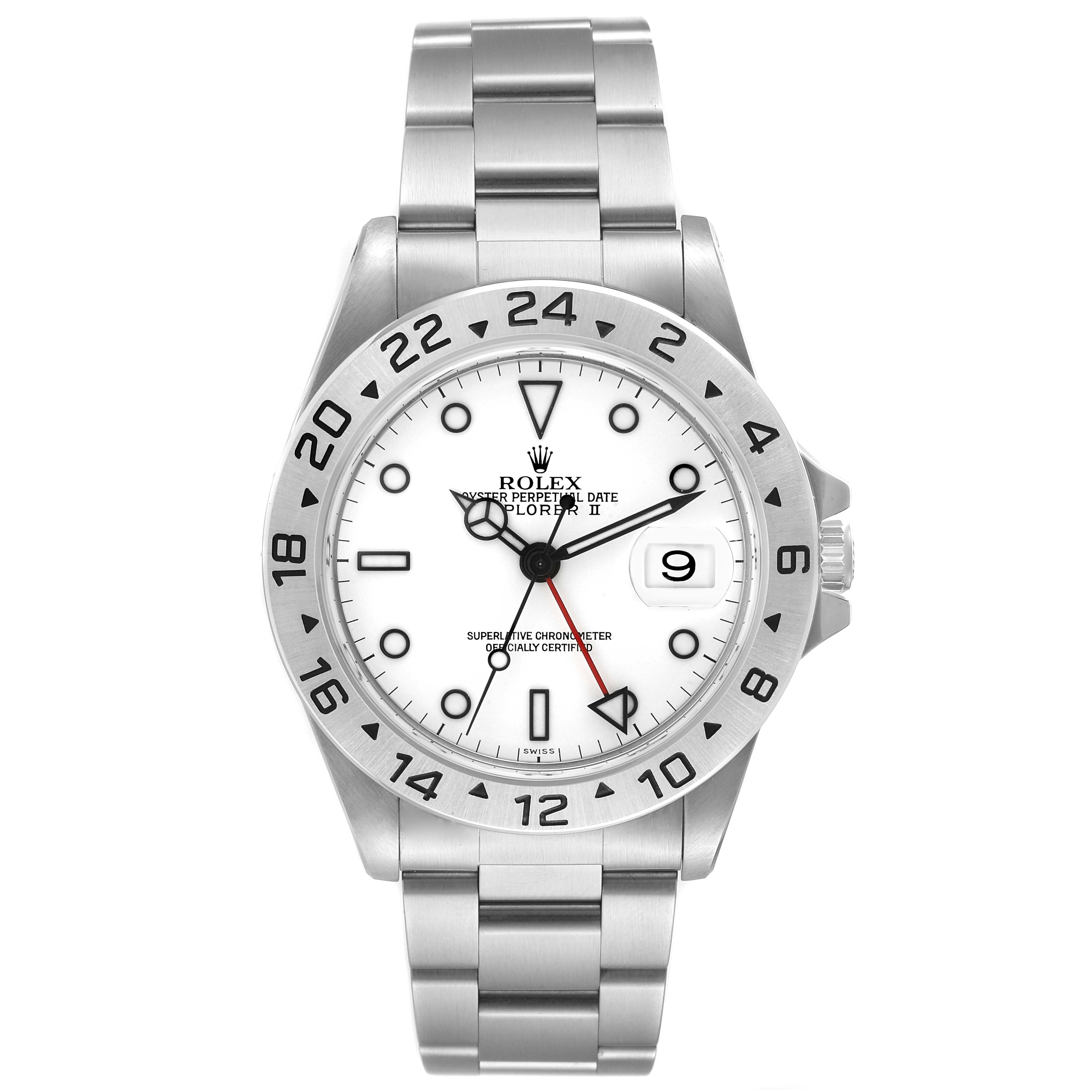 Rolex Explorer II 40mm Polar White Dial Automatic Watch 16570 Box Papers