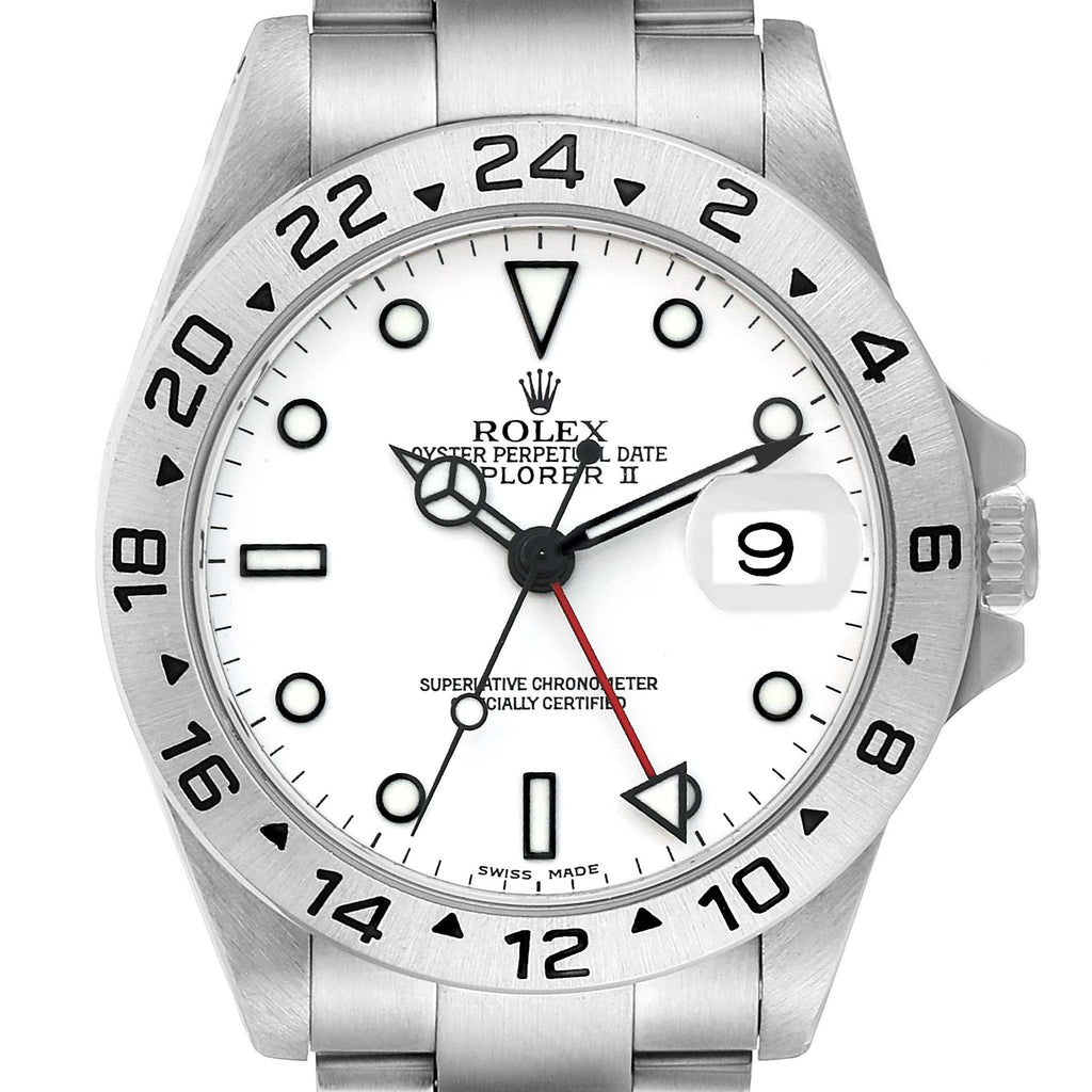 Rolex Explorer II White Polar Dial Steel Mens Watch 16570 Box Papers