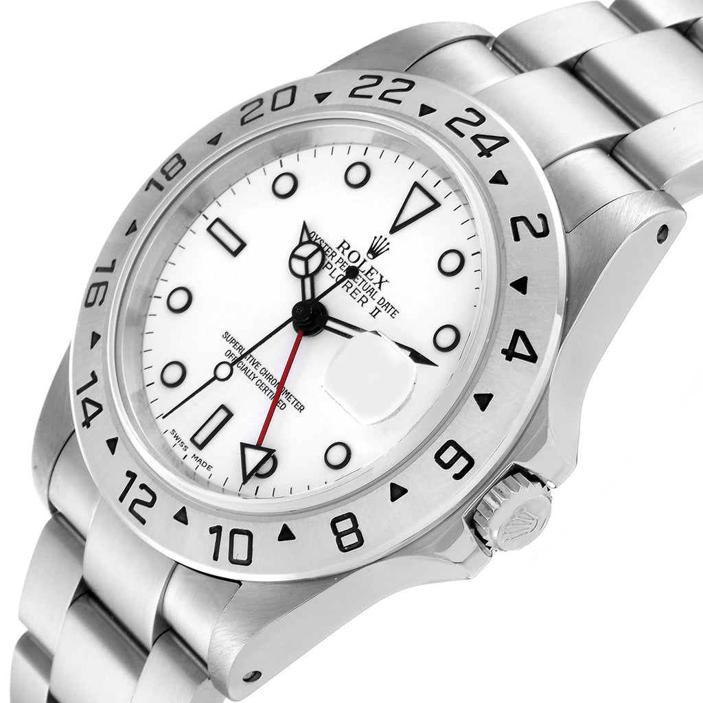 Rolex Explorer II White Polar Dial Steel Mens Watch 16570 Box Papers