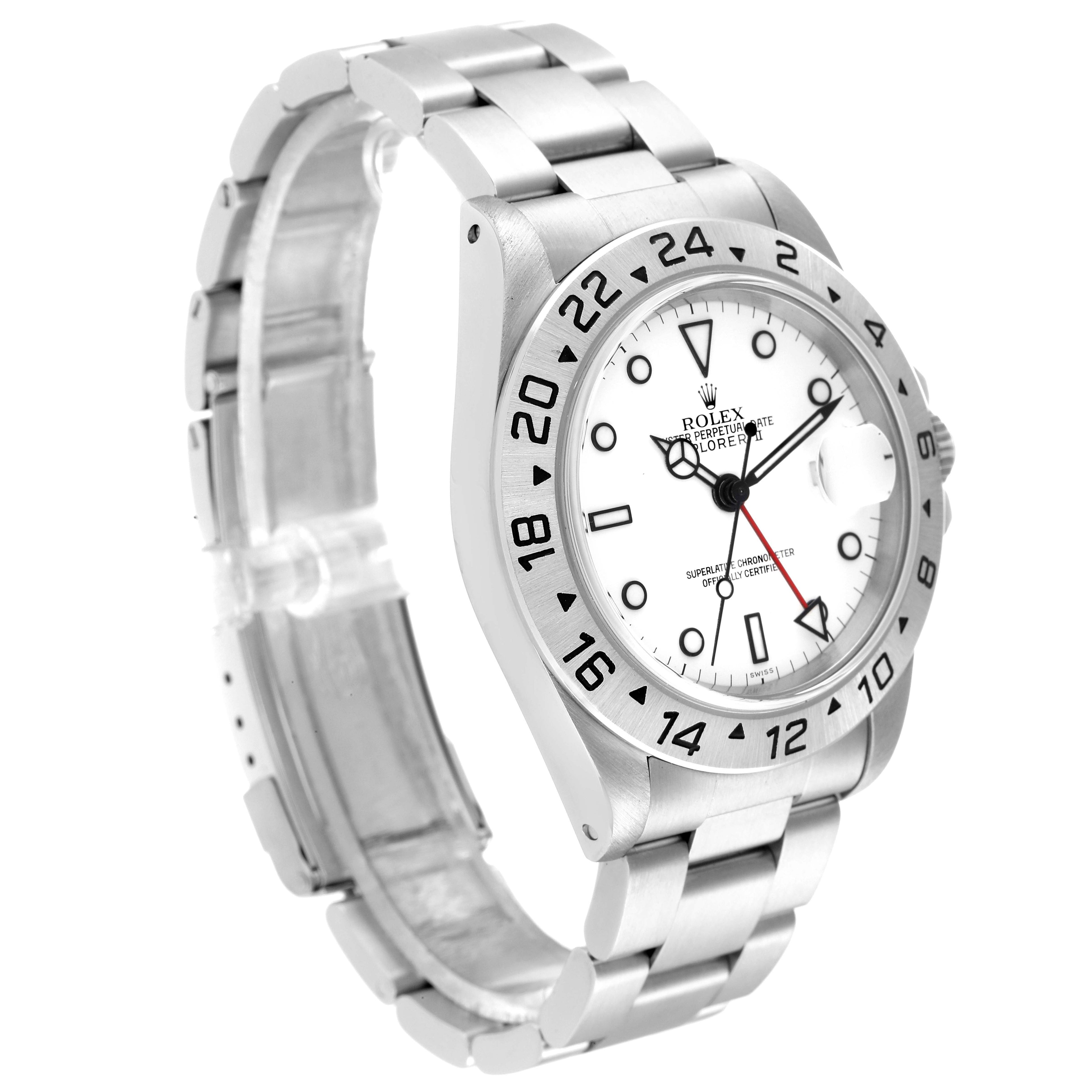 Rolex Explorer II 40mm White Polar Dial Red Hand Steel Mens Watch 16570