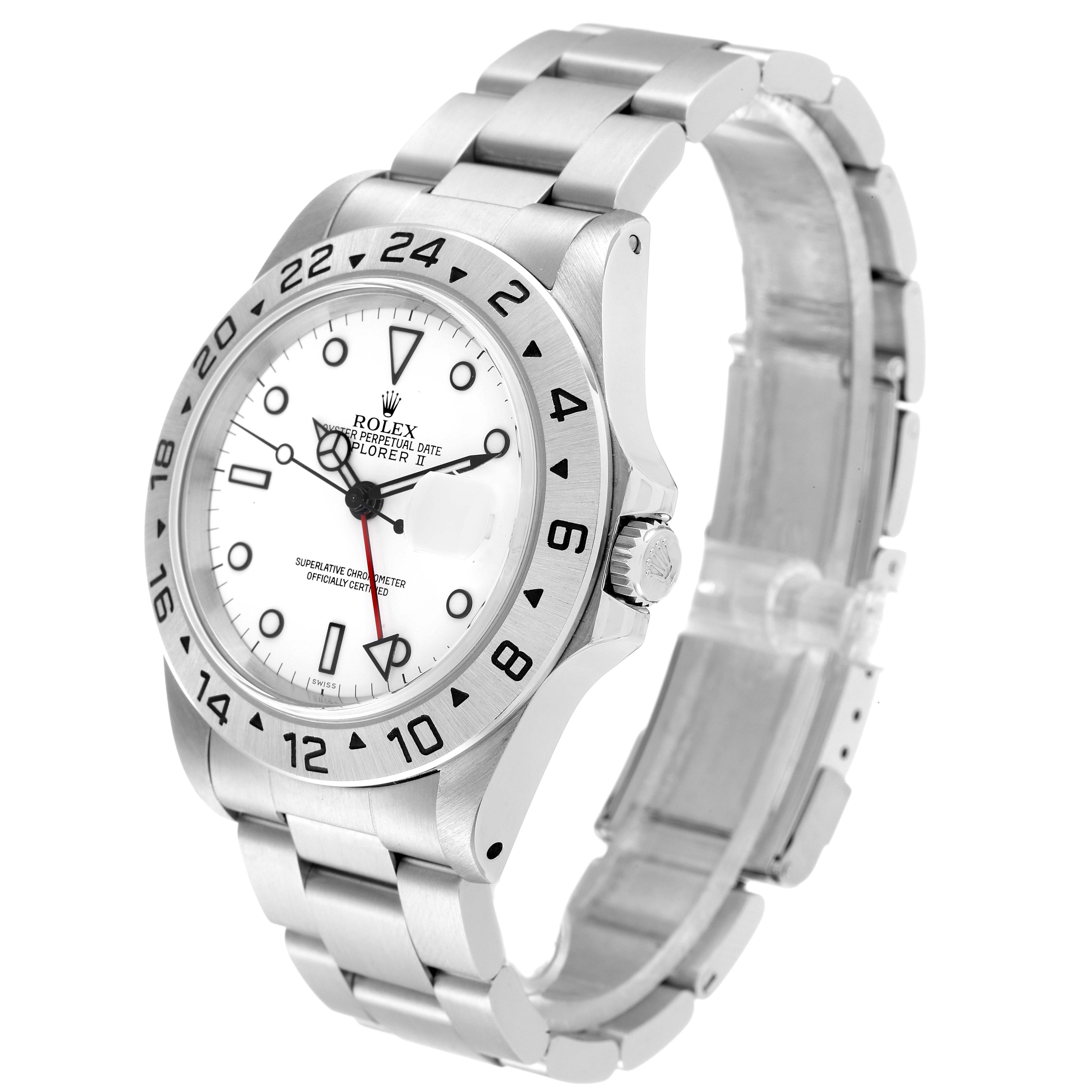 Rolex Explorer II 40mm White Polar Dial Red Hand Steel Mens Watch 16570