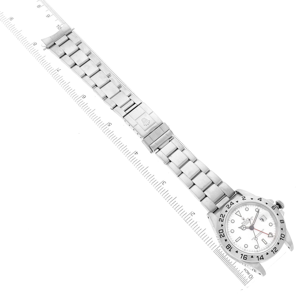 Rolex Explorer II 40mm White Polar Dial Red Hand Steel Mens Watch 16570