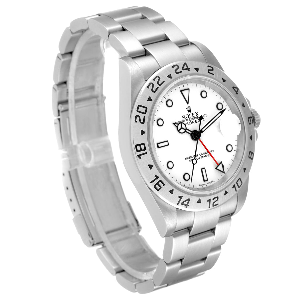 Rolex Explorer II 40mm White Dial Steel Mens Watch 16570 Box Card