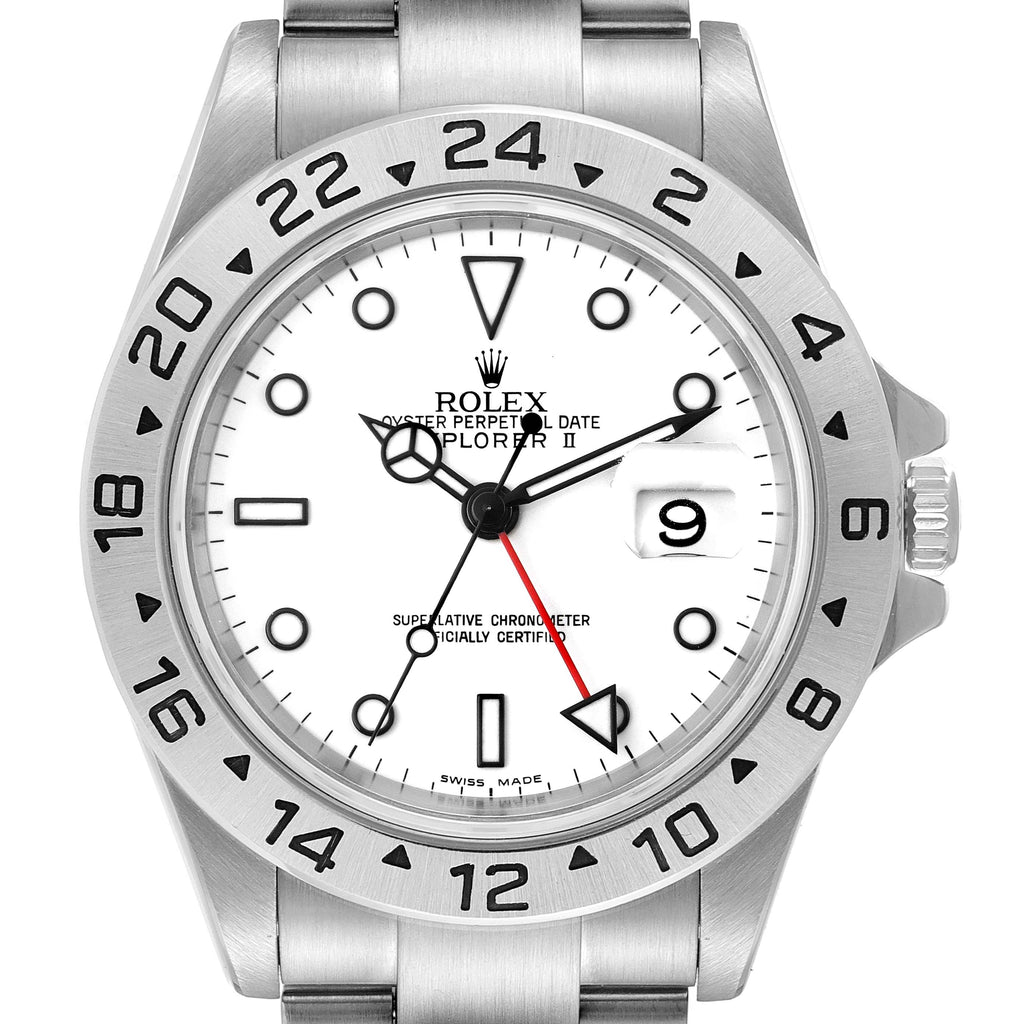 Rolex Explorer II 40mm White Dial Steel Mens Watch 16570 Box Card