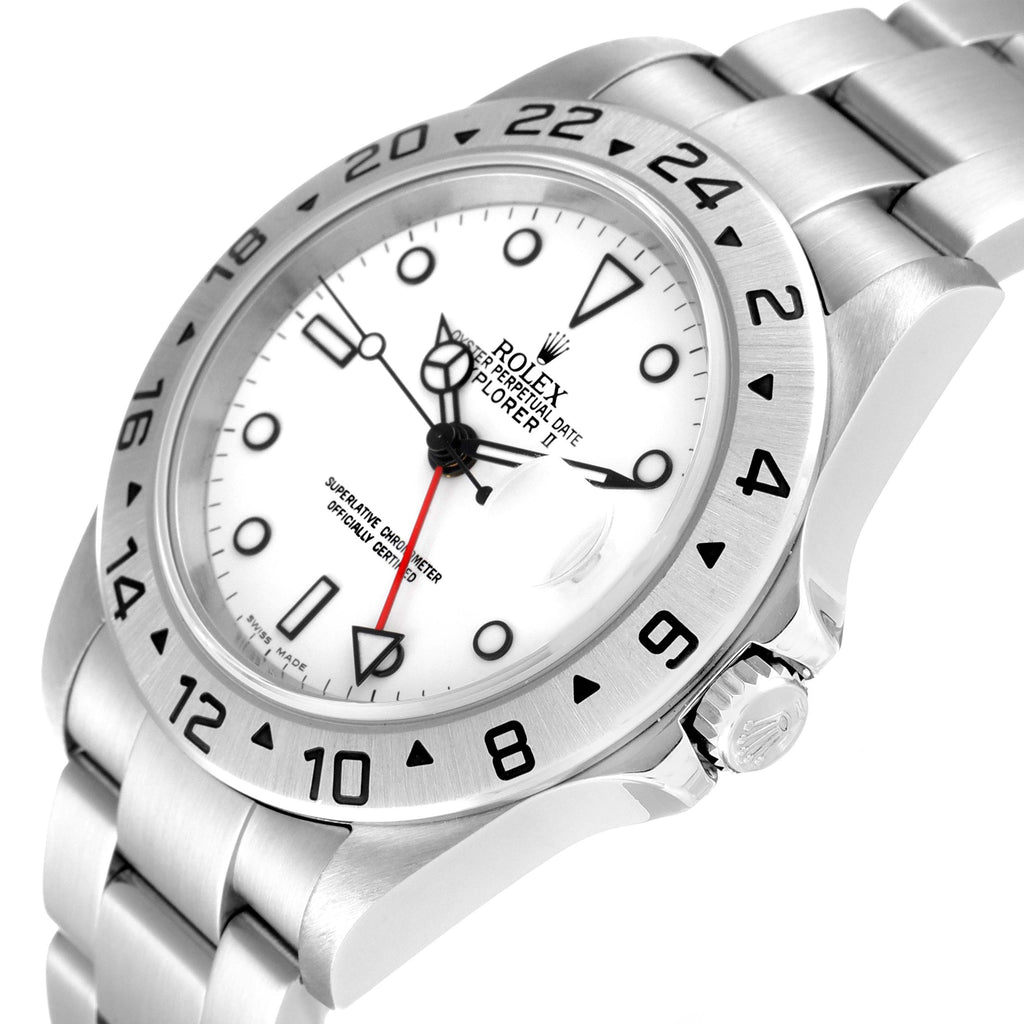 Rolex Explorer II 40mm White Dial Steel Mens Watch 16570 Box Card