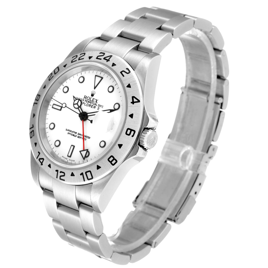Rolex Explorer II 40mm White Dial Steel Mens Watch 16570 Box Card