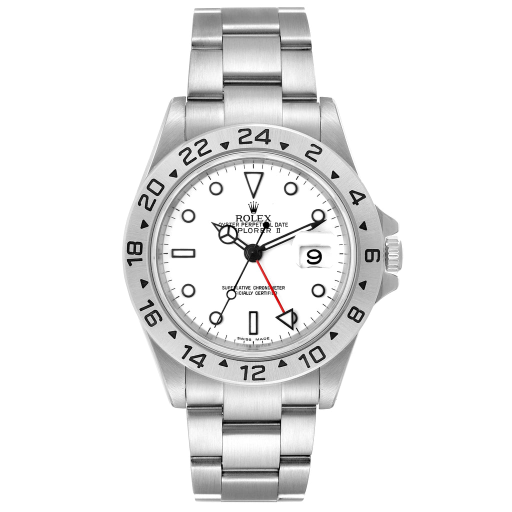 Rolex Explorer II 40mm White Dial Steel Mens Watch 16570 Box Card