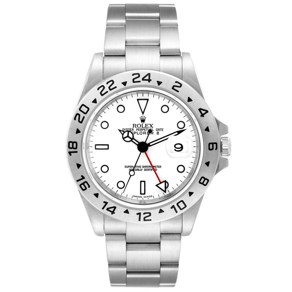 Rolex Explorer II 40mm White Polar Dial Steel Mens Watch 16570 Box Papers
