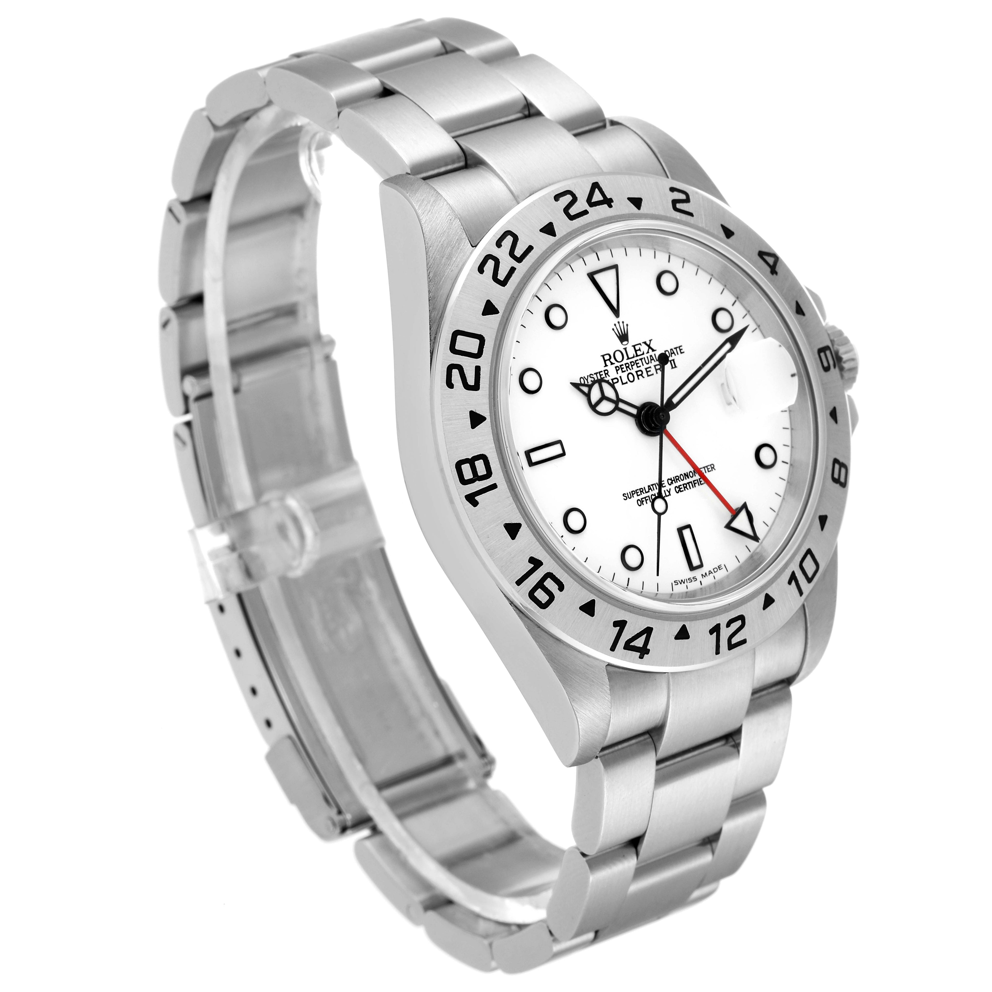 Rolex Explorer II 40mm White Polar Dial Steel Mens Watch 16570 Box Papers