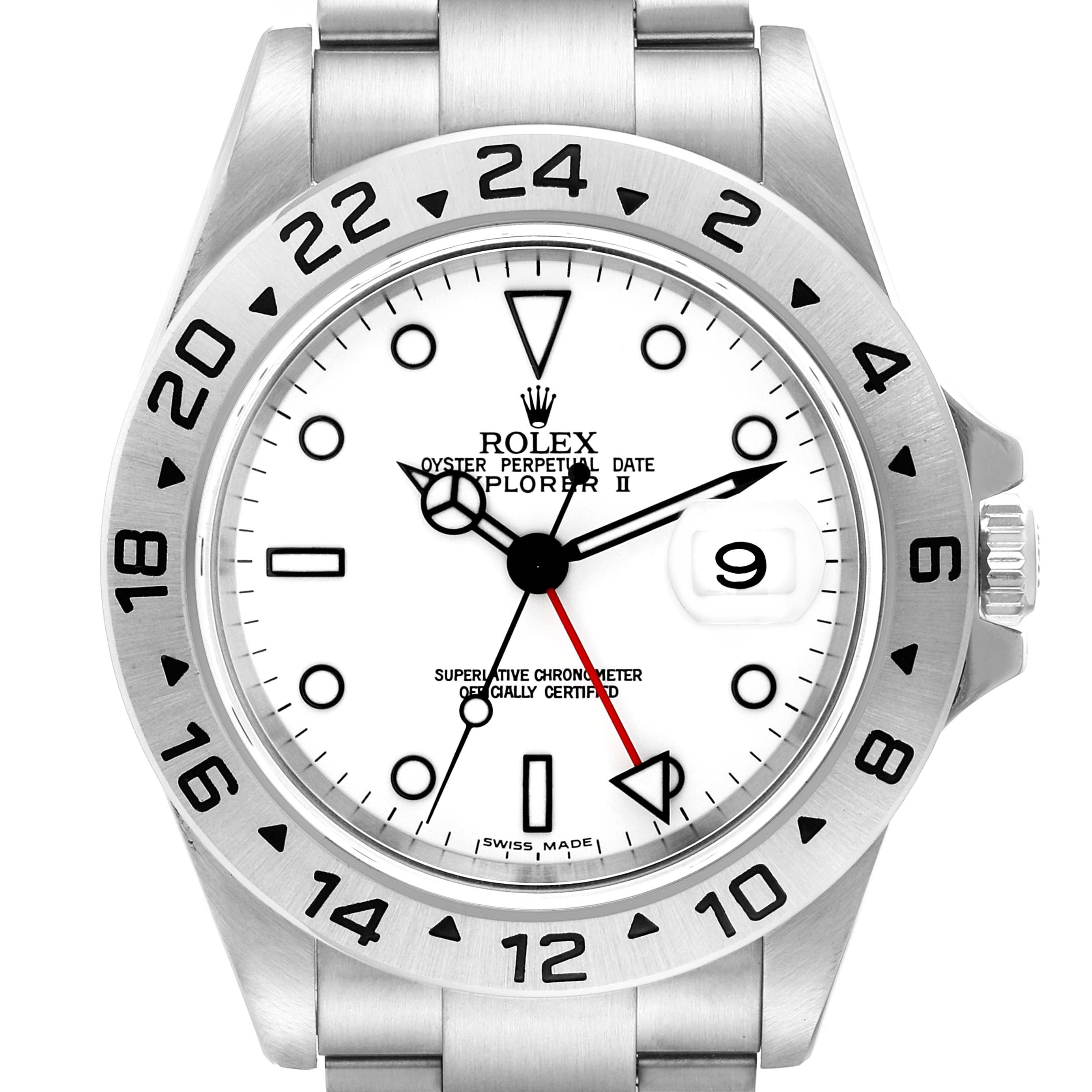 Rolex Explorer II 40mm White Polar Dial Steel Mens Watch 16570 Box Papers