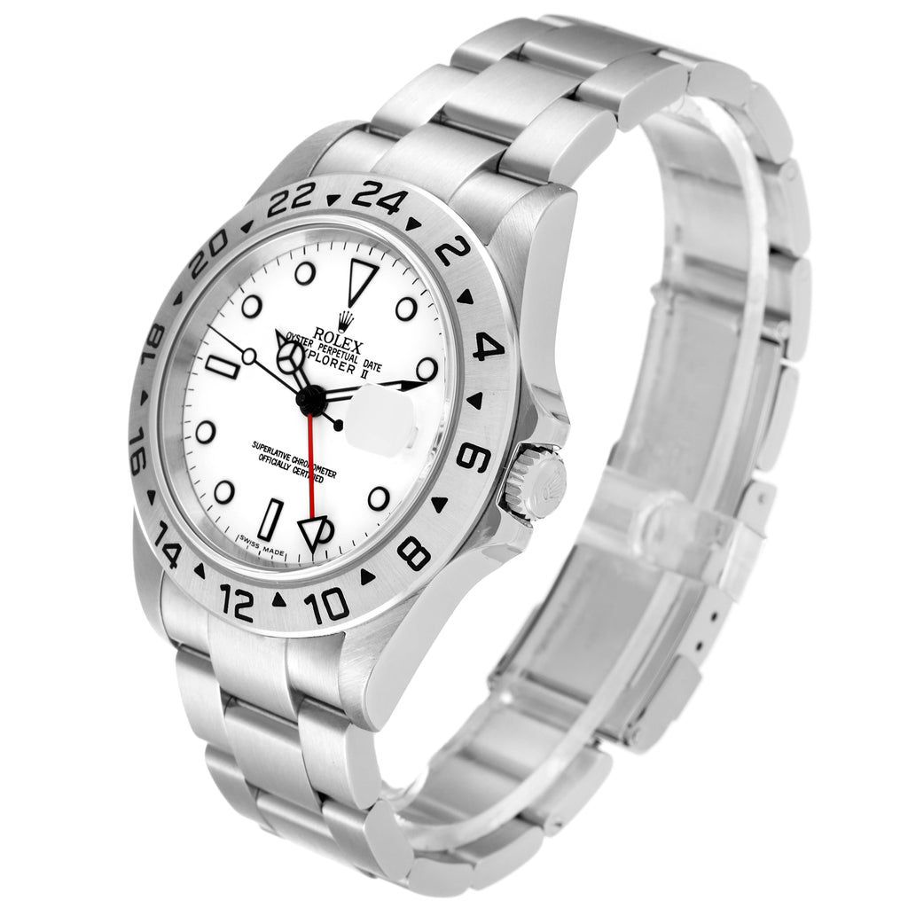 Rolex Explorer II 40mm White Polar Dial Steel Mens Watch 16570 Box Papers
