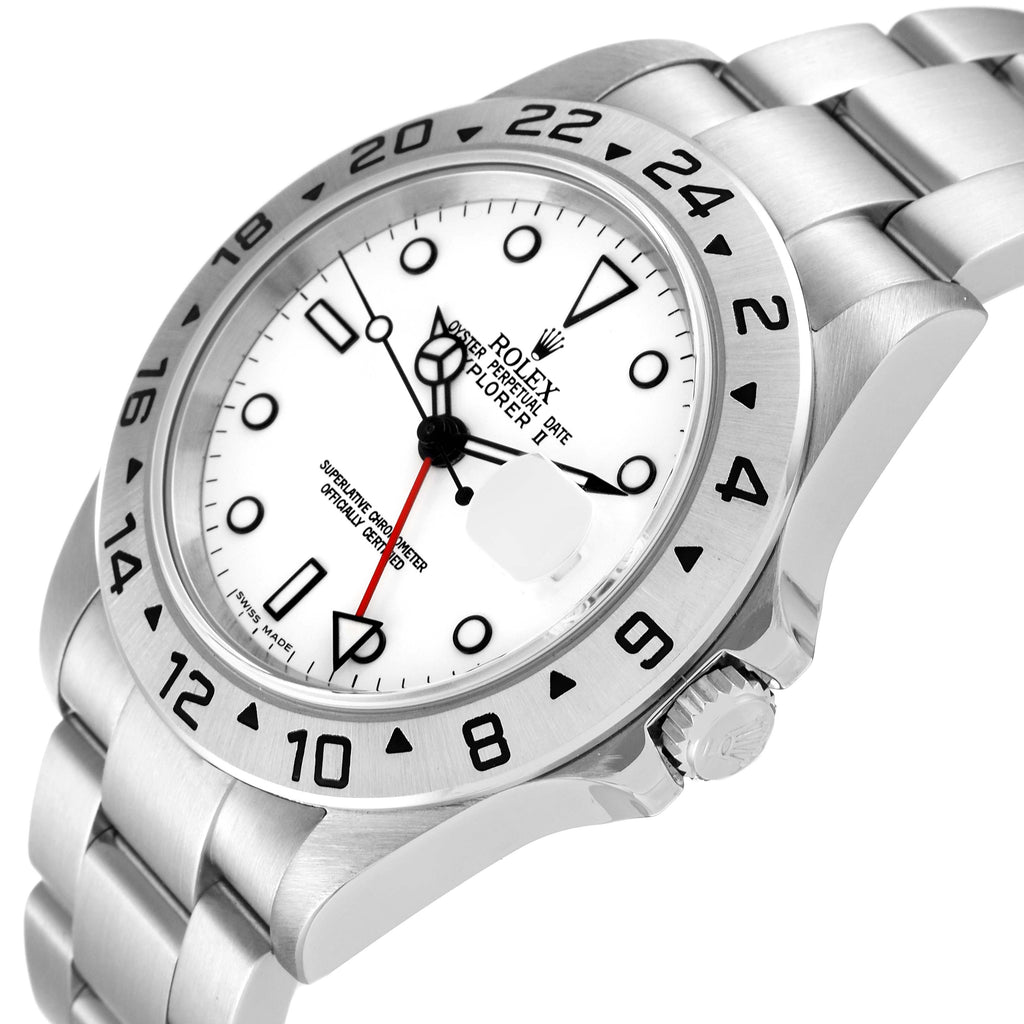 Rolex Explorer II 40mm White Polar Dial Steel Mens Watch 16570 Box Papers