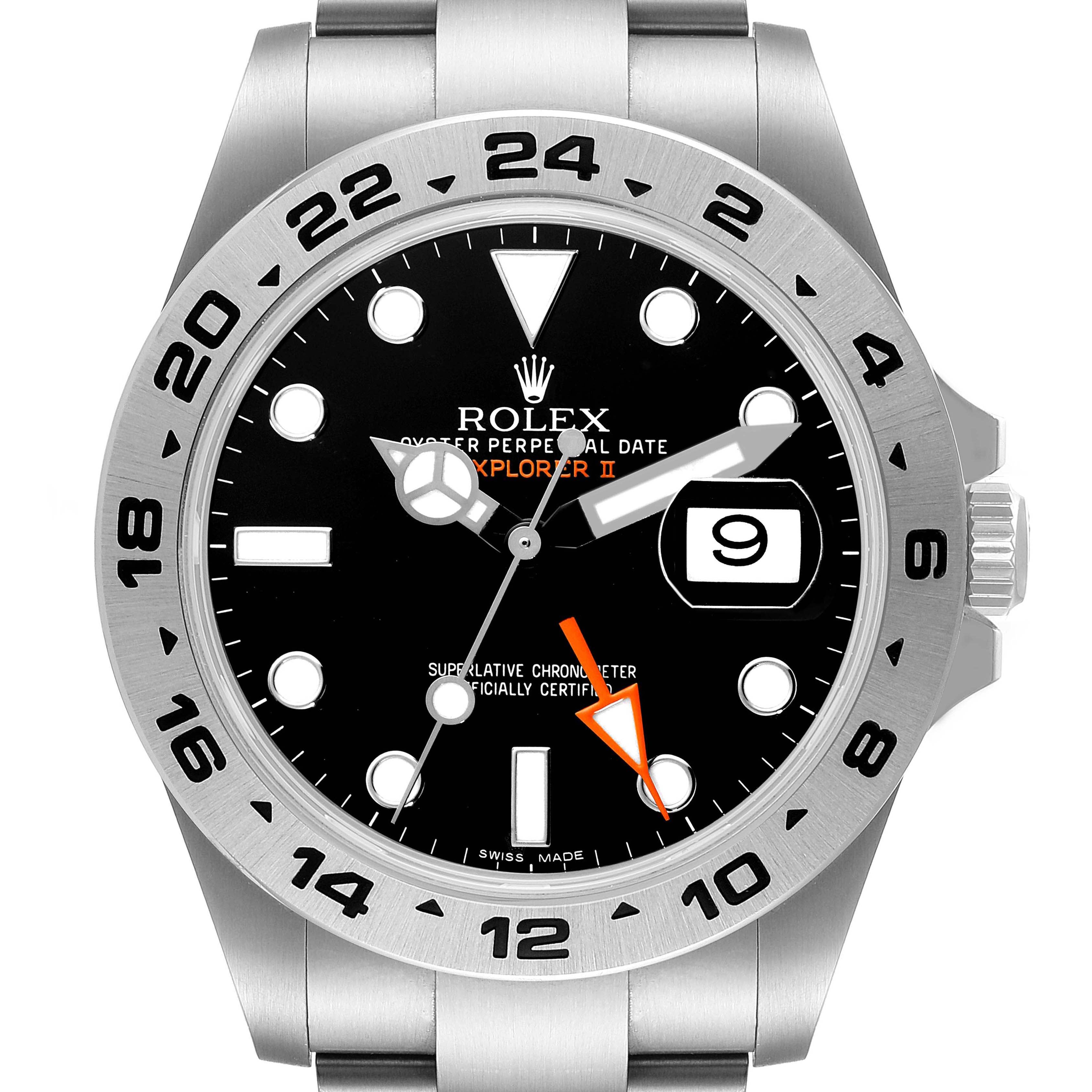 Rolex Explorer II 42 Black Dial Orange Hand Mens Watch 216570