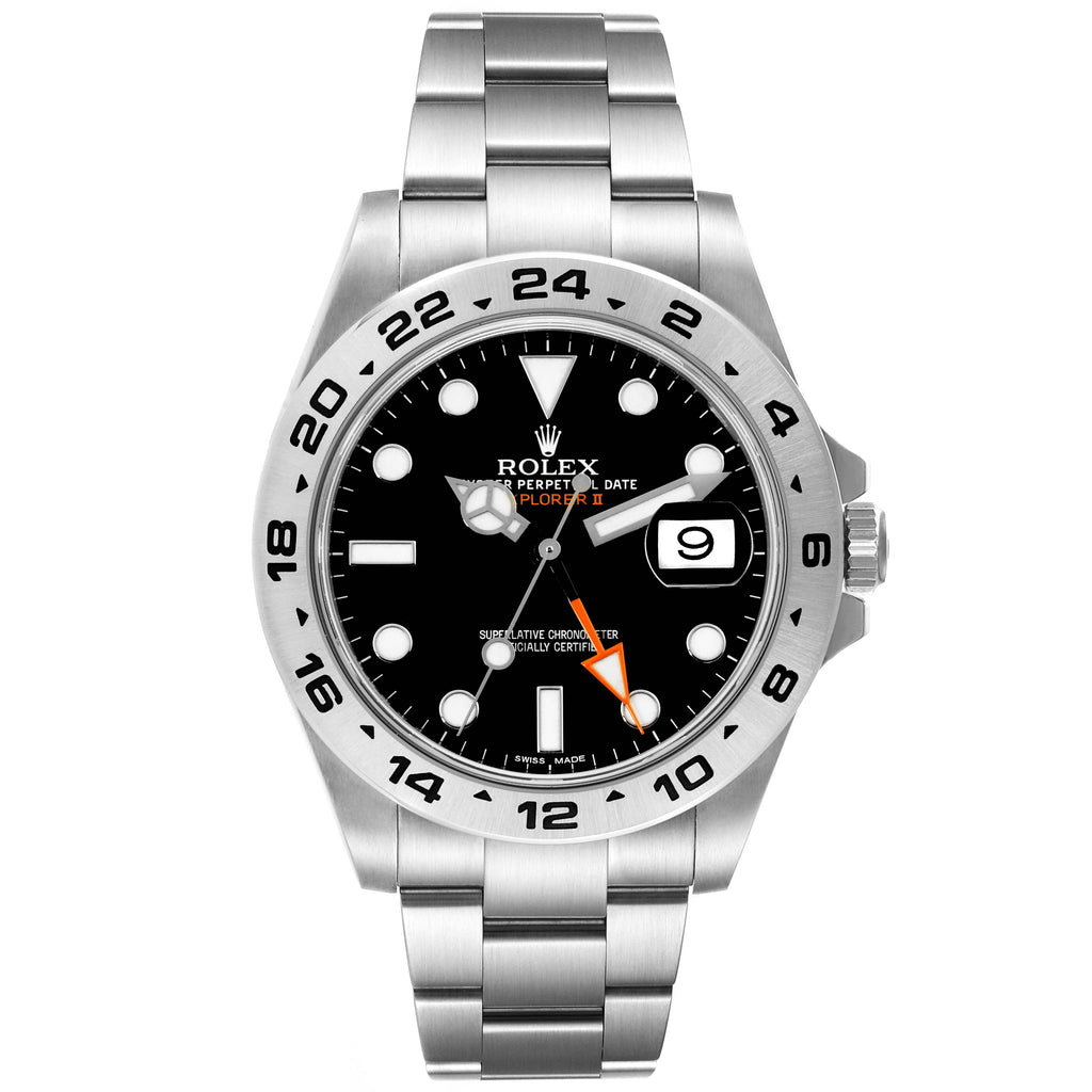 Rolex Explorer II 42 Black Dial Orange Hand Mens Watch 216570 Box Card