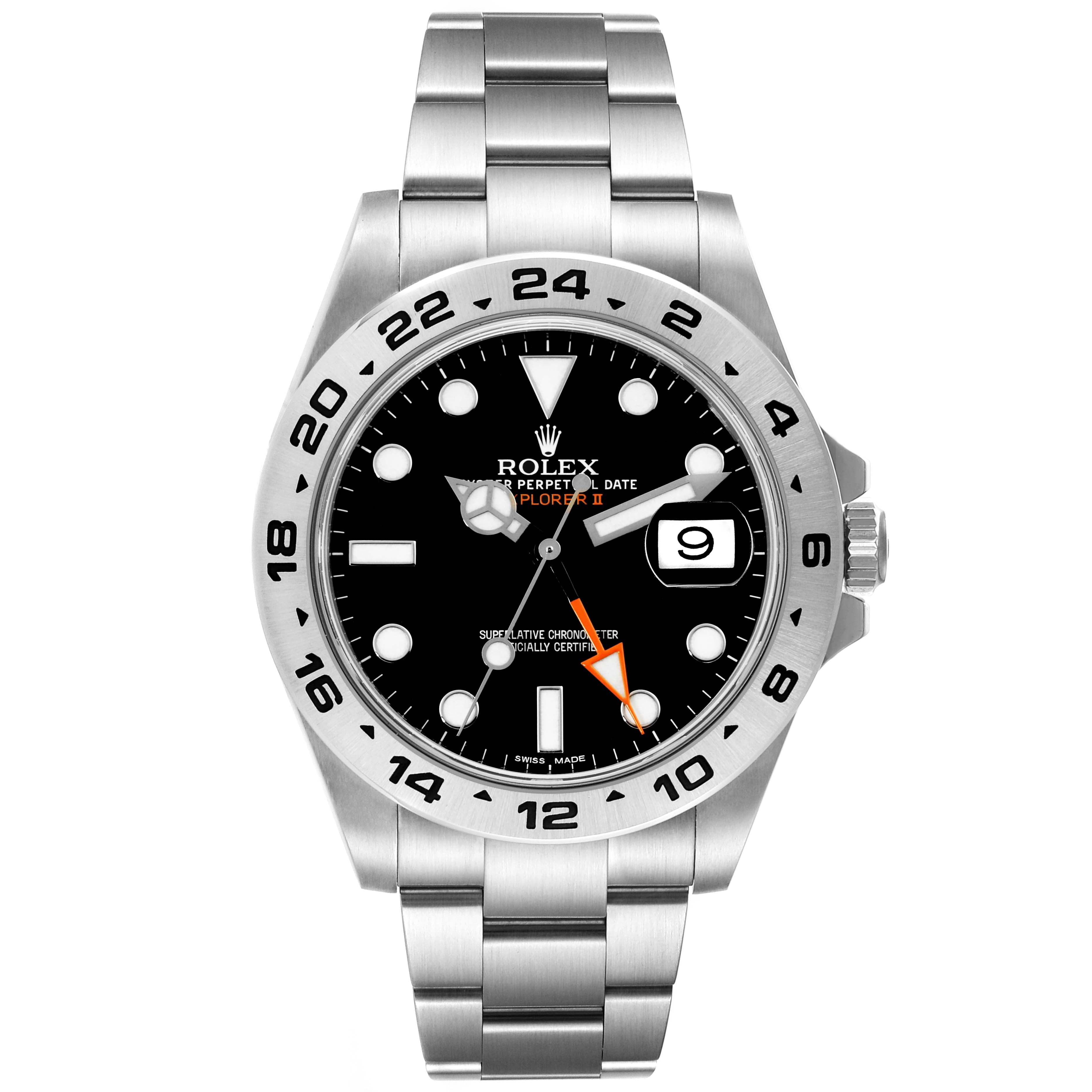 Rolex Explorer II 42 Black Dial Orange Hand Mens Watch 216570 Box Card
