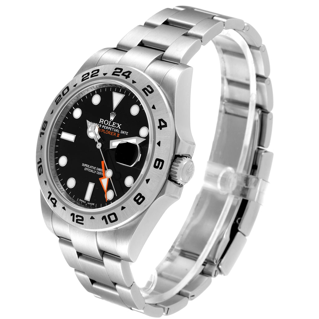 Rolex Explorer II 42 Black Dial Orange Hand Mens Watch 216570 Box Card