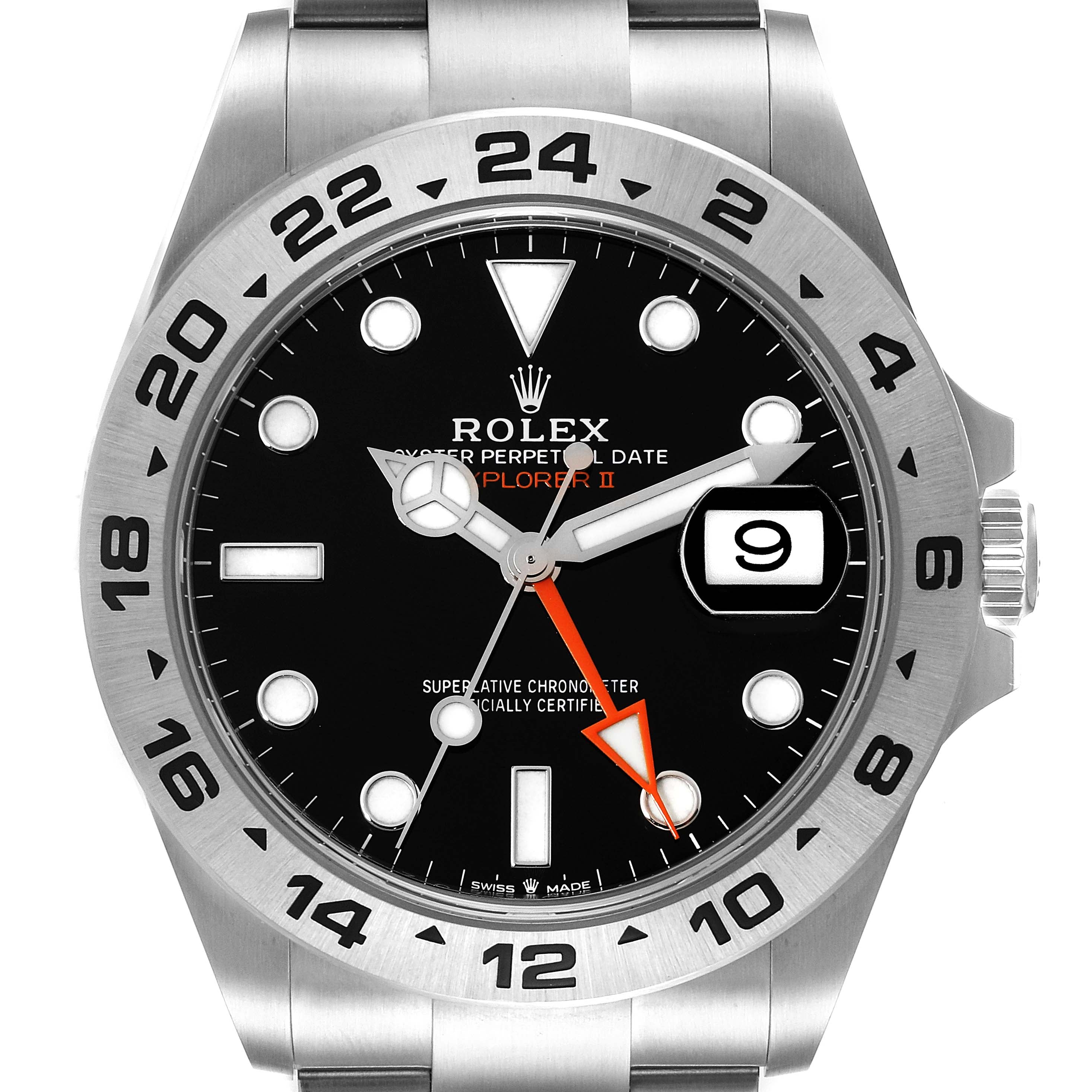 Rolex Explorer II 42 Black Dial Orange Hand Steel Mens Watch 226570 Box Card