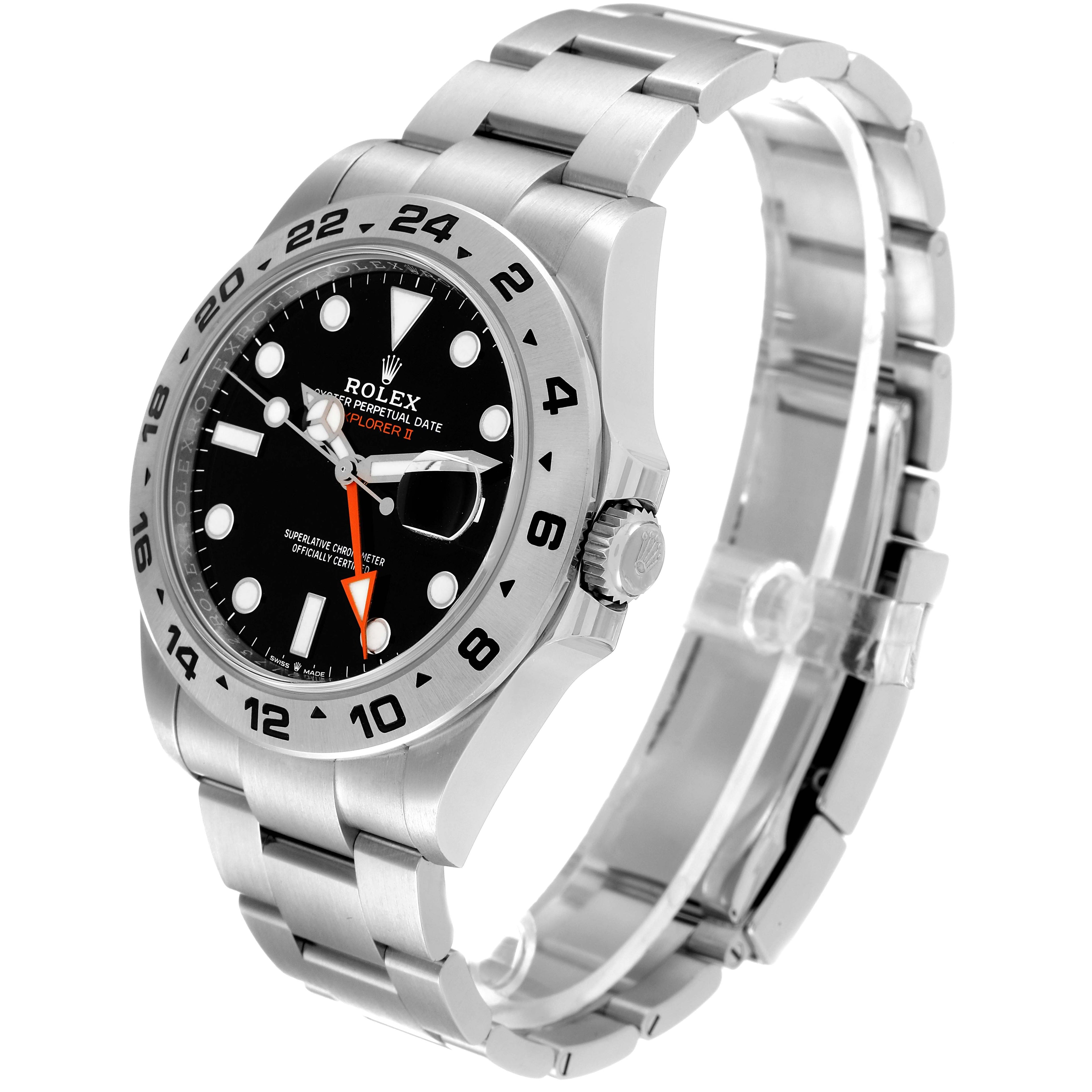 Rolex Explorer II 42 Black Dial Orange Hand Steel Mens Watch 226570 Box Card