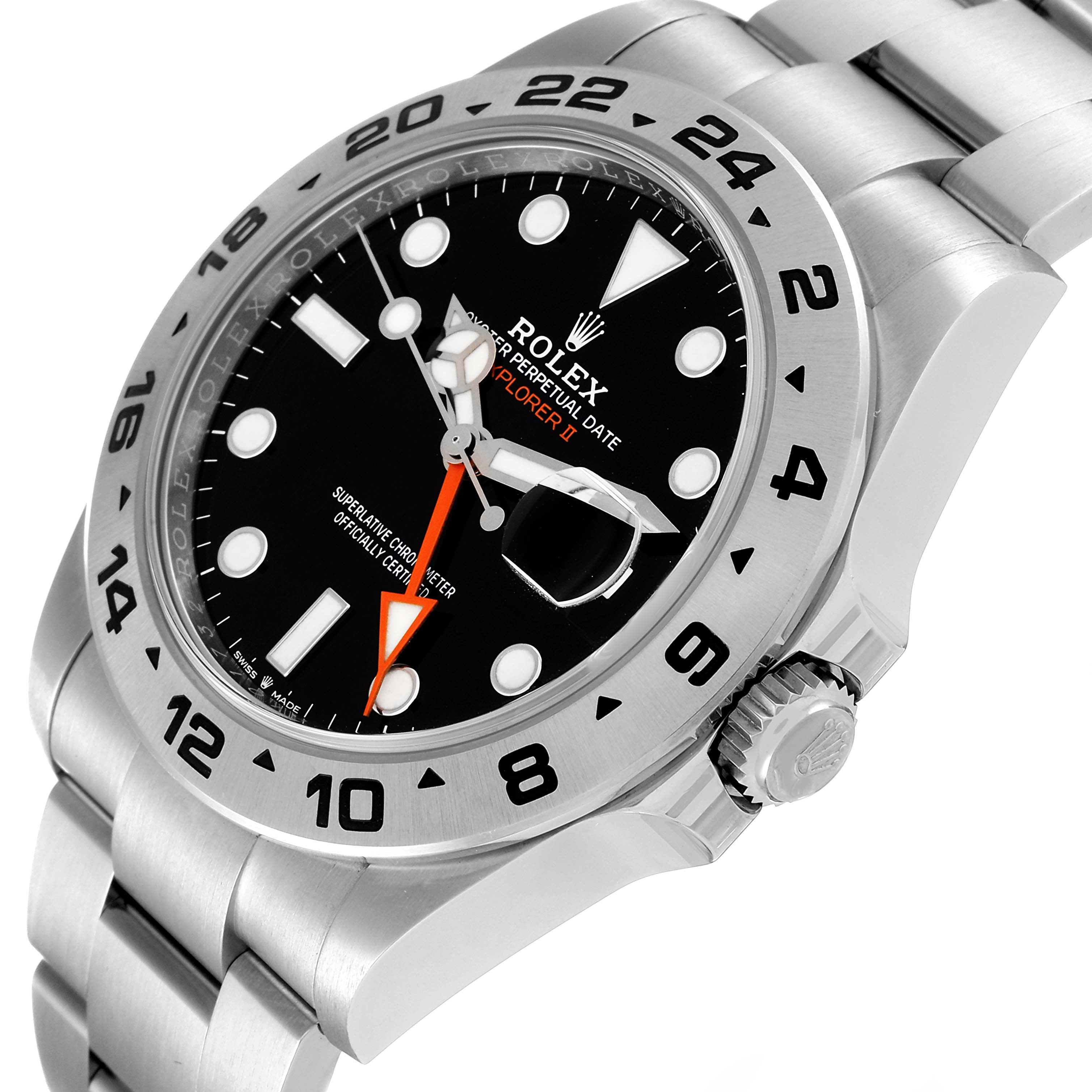 Rolex Explorer II 42 Black Dial Orange Hand Steel Mens Watch 226570 Box Card