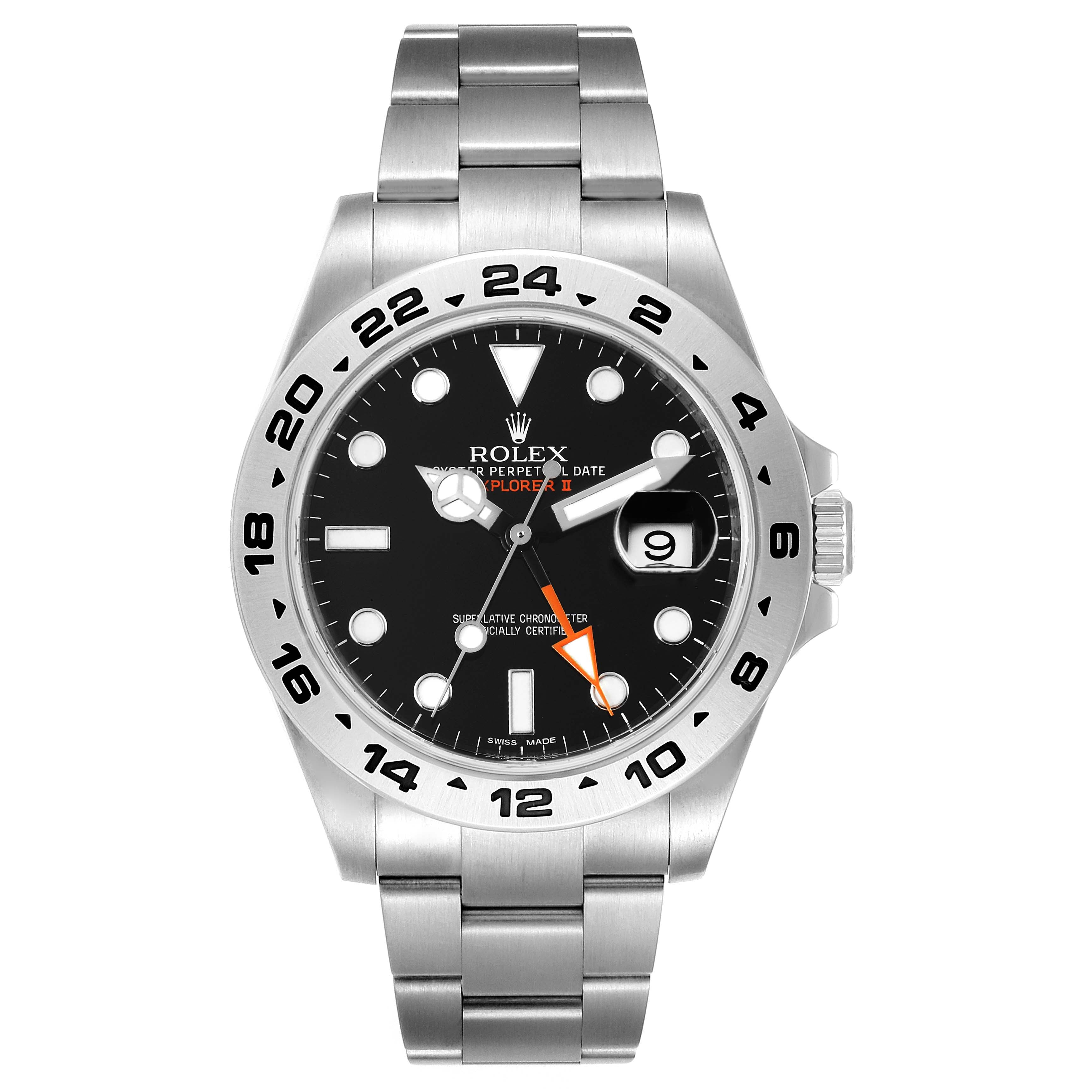 Rolex Explorer II 42 Black Dial Orange Hand Steel Watch 216570