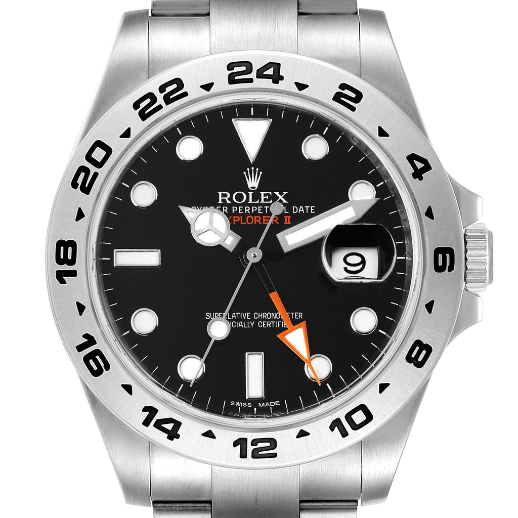 Rolex Explorer II 42 Black Dial Orange Hand Steel Watch 216570