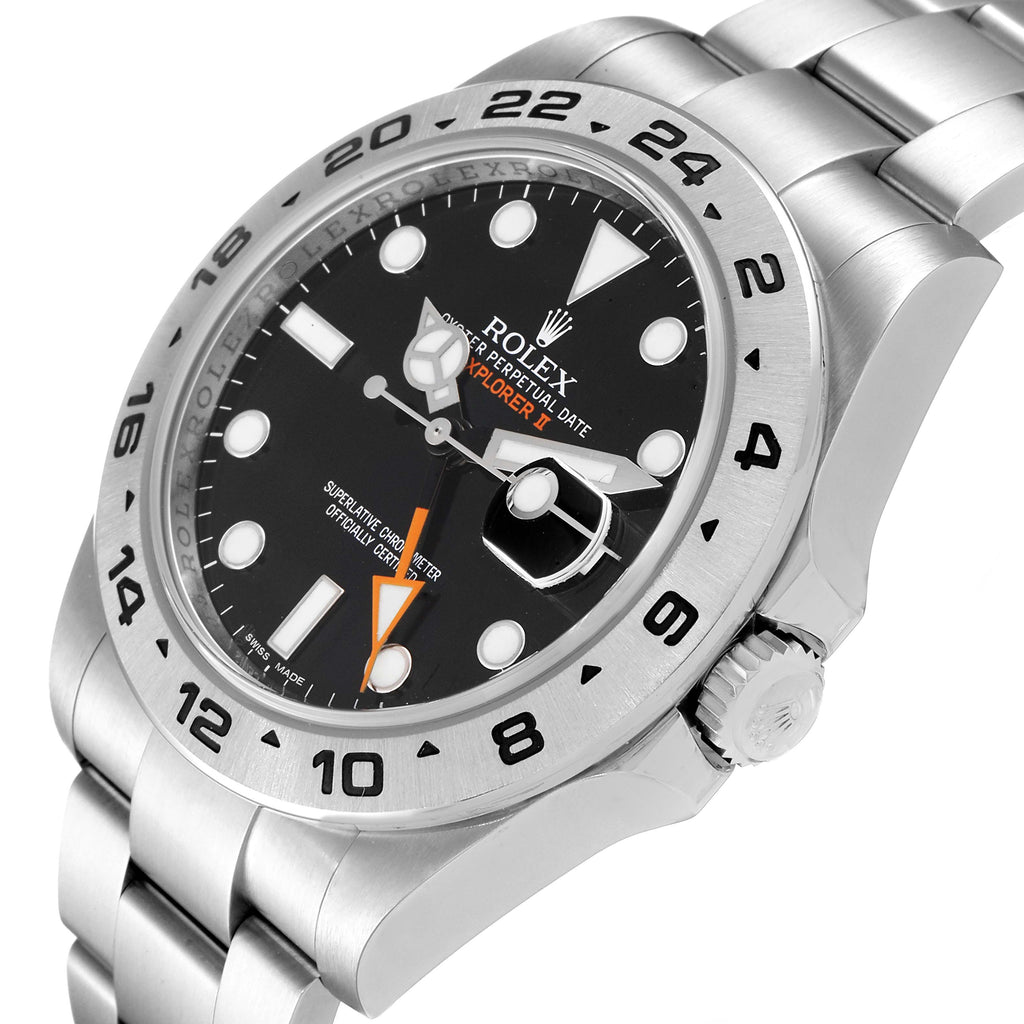 Rolex Explorer II 42 Black Dial Orange Hand Steel Watch 216570