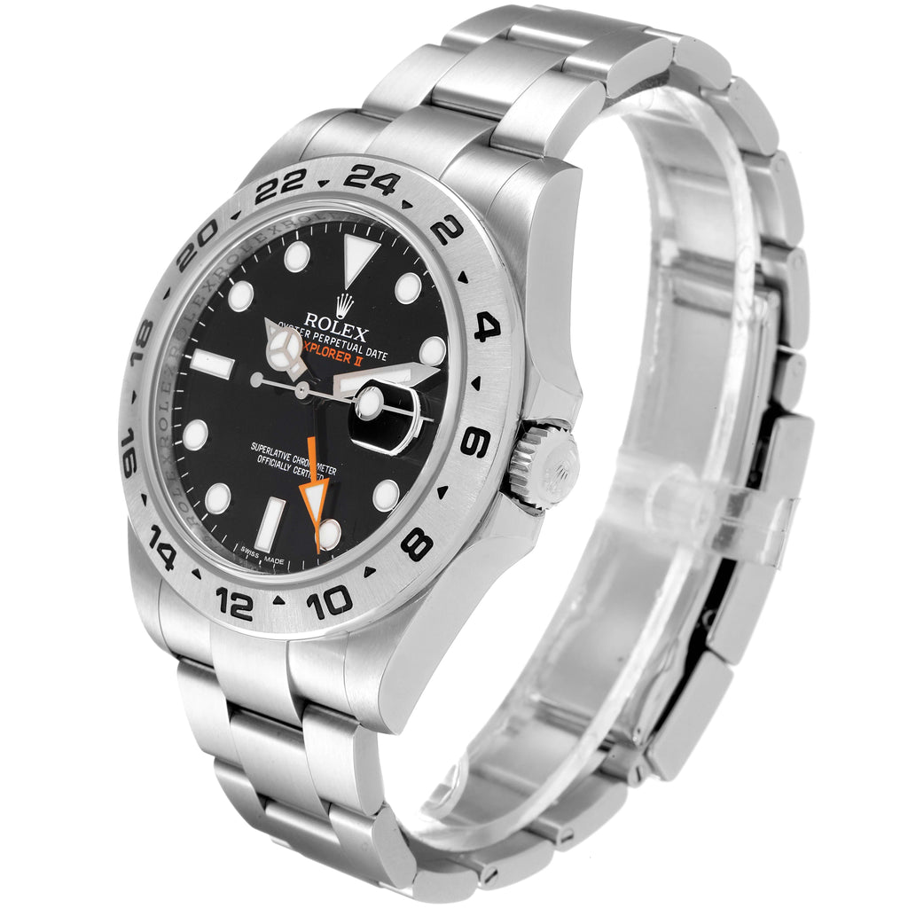 Rolex Explorer II 42 Black Dial Orange Hand Steel Watch 216570