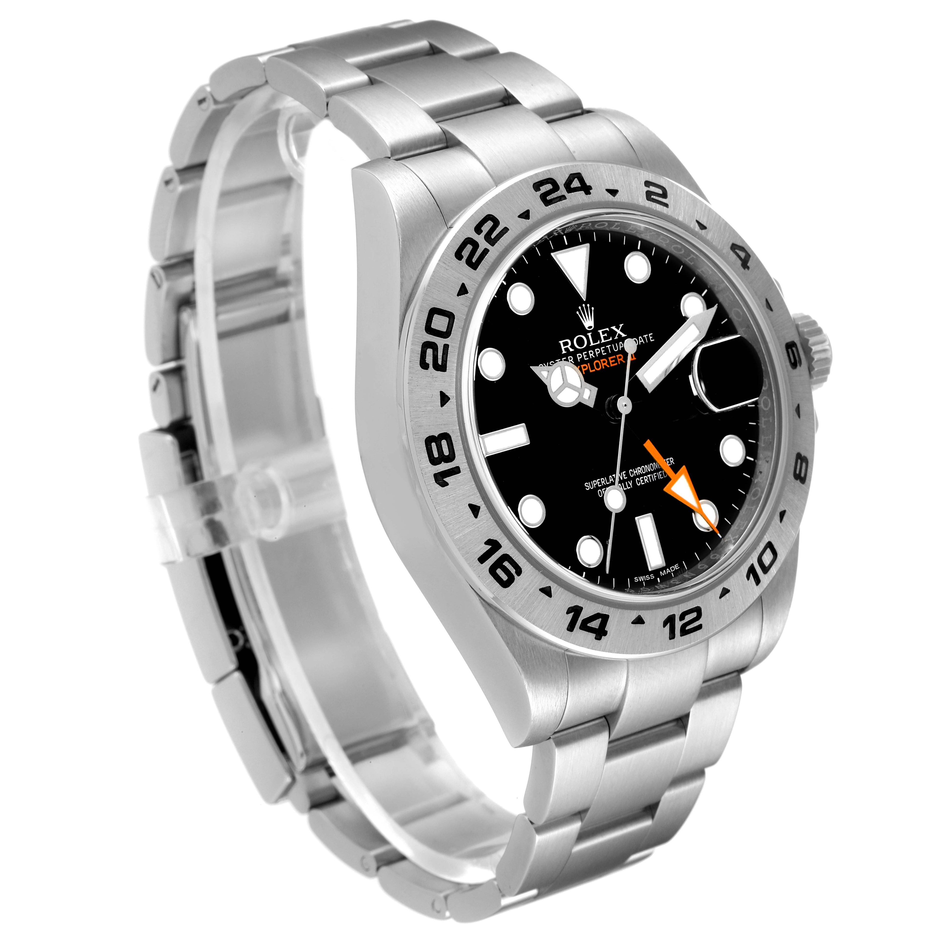 Rolex Explorer II 42 Black Dial Orange Hand Steel Watch 216570 Box Card