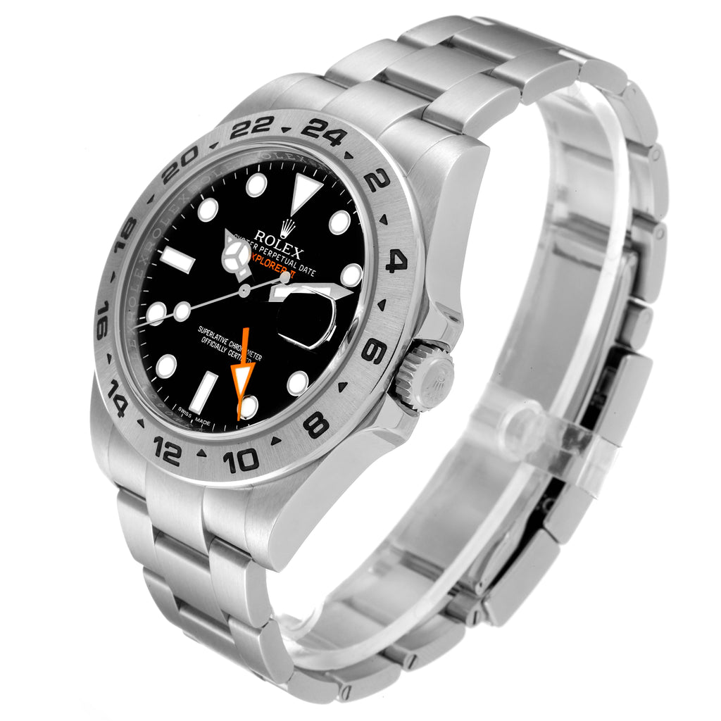 Rolex Explorer II 42 Black Dial Orange Hand Steel Watch 216570 Box Card
