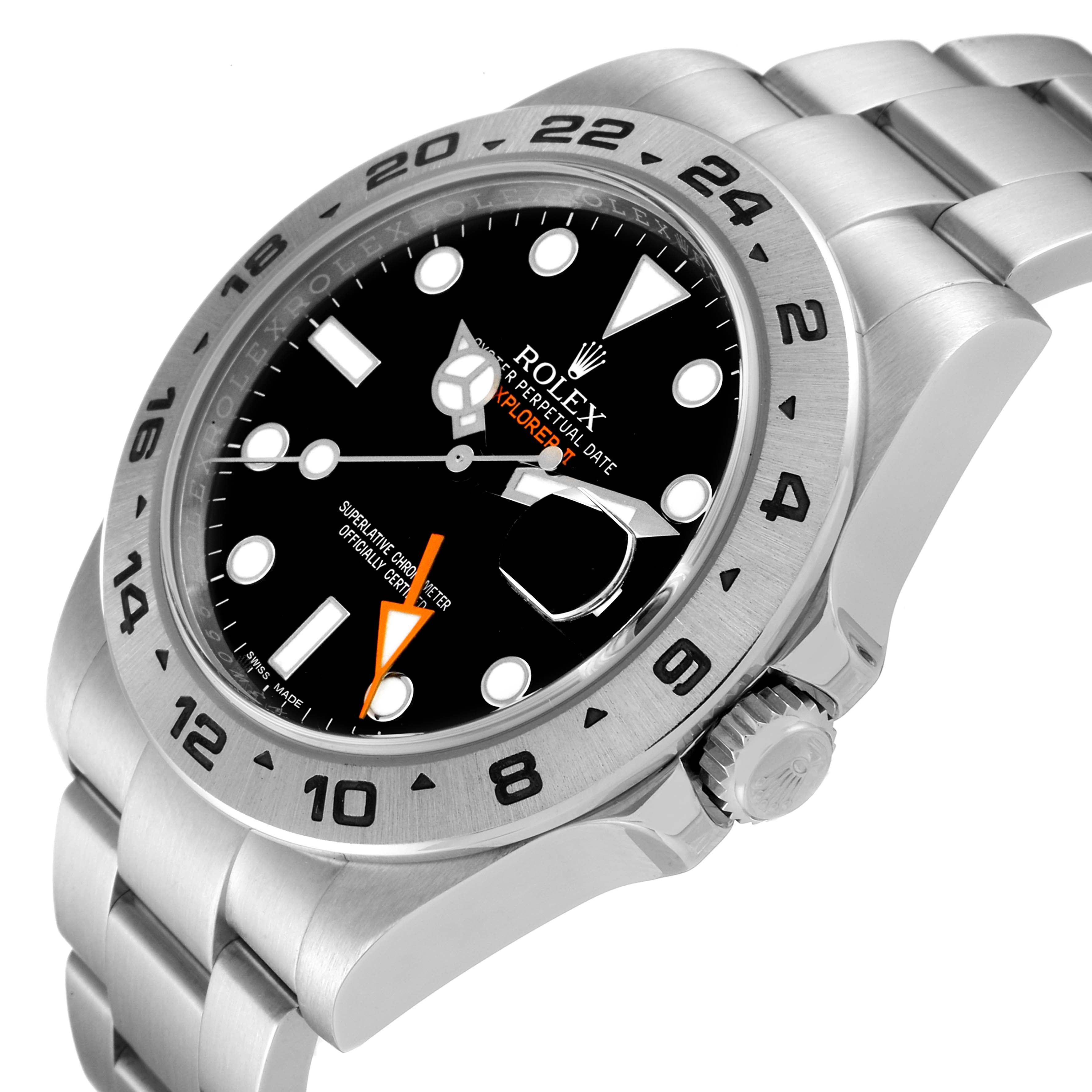 Rolex Explorer II 42 Black Dial Orange Hand Steel Watch 216570 Box Card