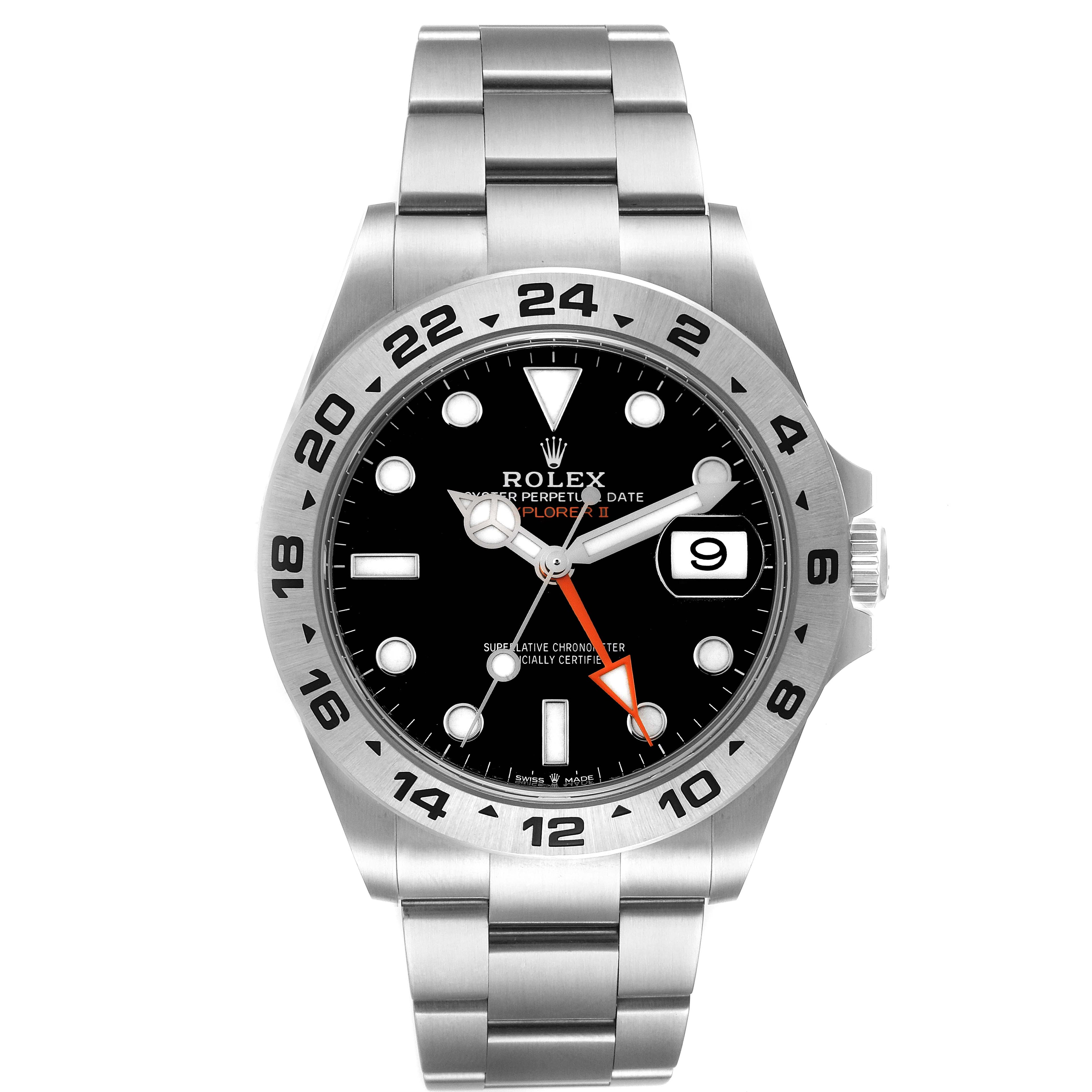 Rolex Explorer II 42 Black Dial Orange Hand Steel Watch 226570 Unworn