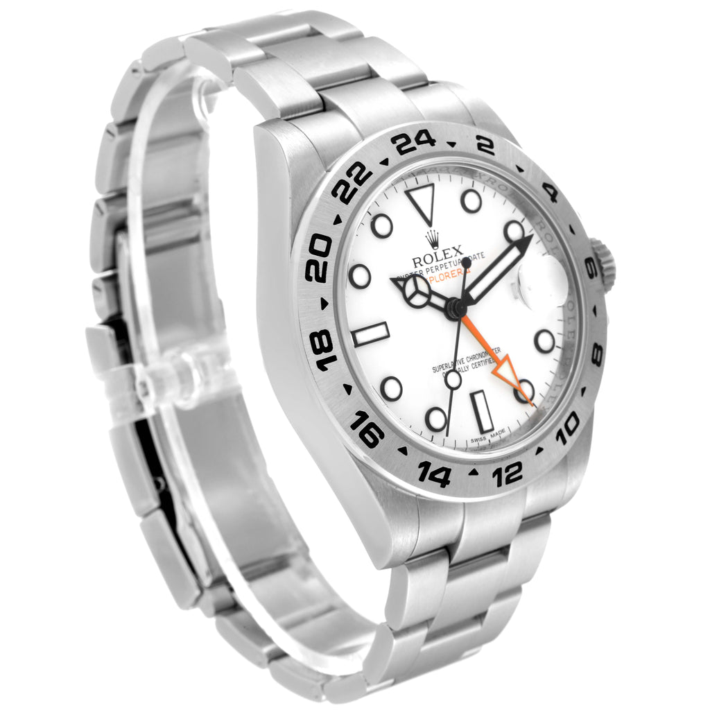 Rolex Explorer II 42 White Polar Dial Orange Hand Steel Mens Watch 216570
