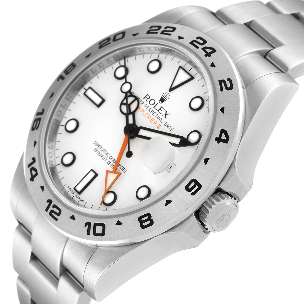 Rolex Explorer II 42 White Polar Dial Orange Hand Steel Mens Watch 216570