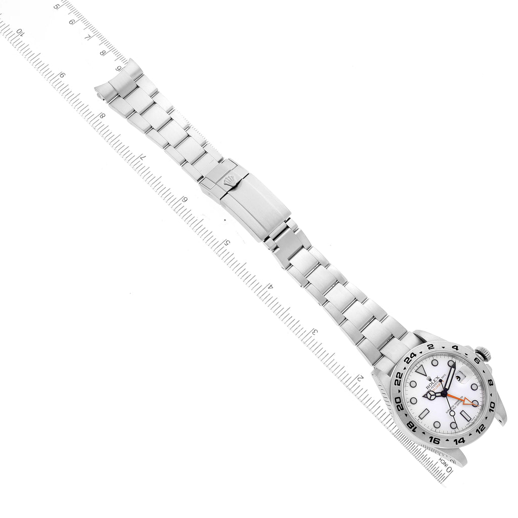 Rolex Explorer II 42 White Polar Dial Orange Hand Steel Mens Watch 216570