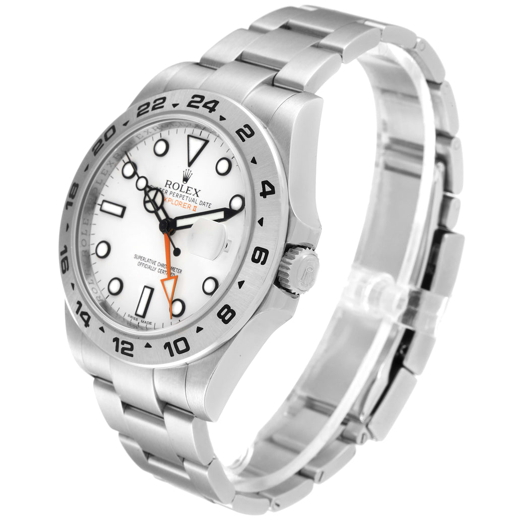 Rolex Explorer II 42 White Polar Dial Orange Hand Steel Mens Watch 216570