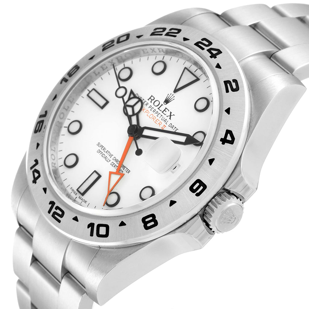 Rolex Explorer II 42 White Dial Orange Hand Steel Mens Watch 216570