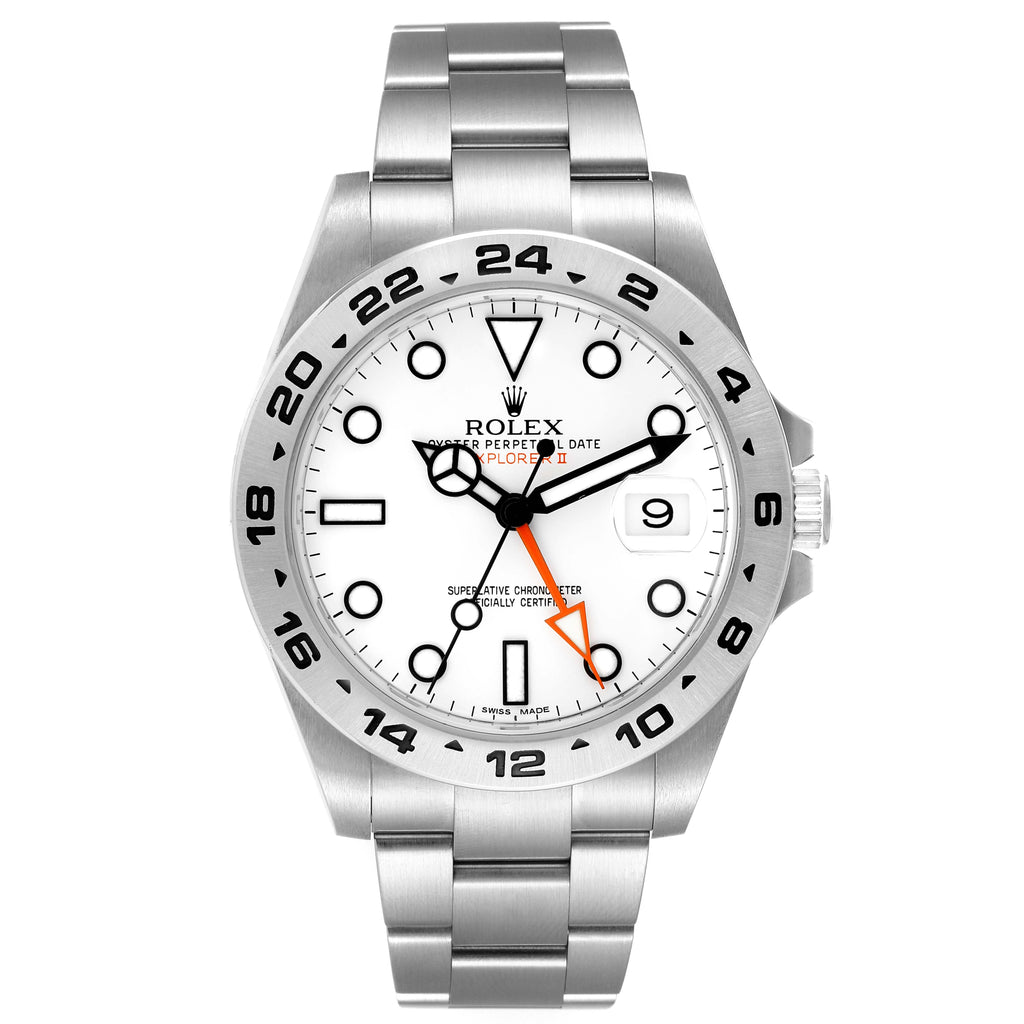 Rolex Explorer II 42 White Dial Orange Hand Steel Mens Watch 216570