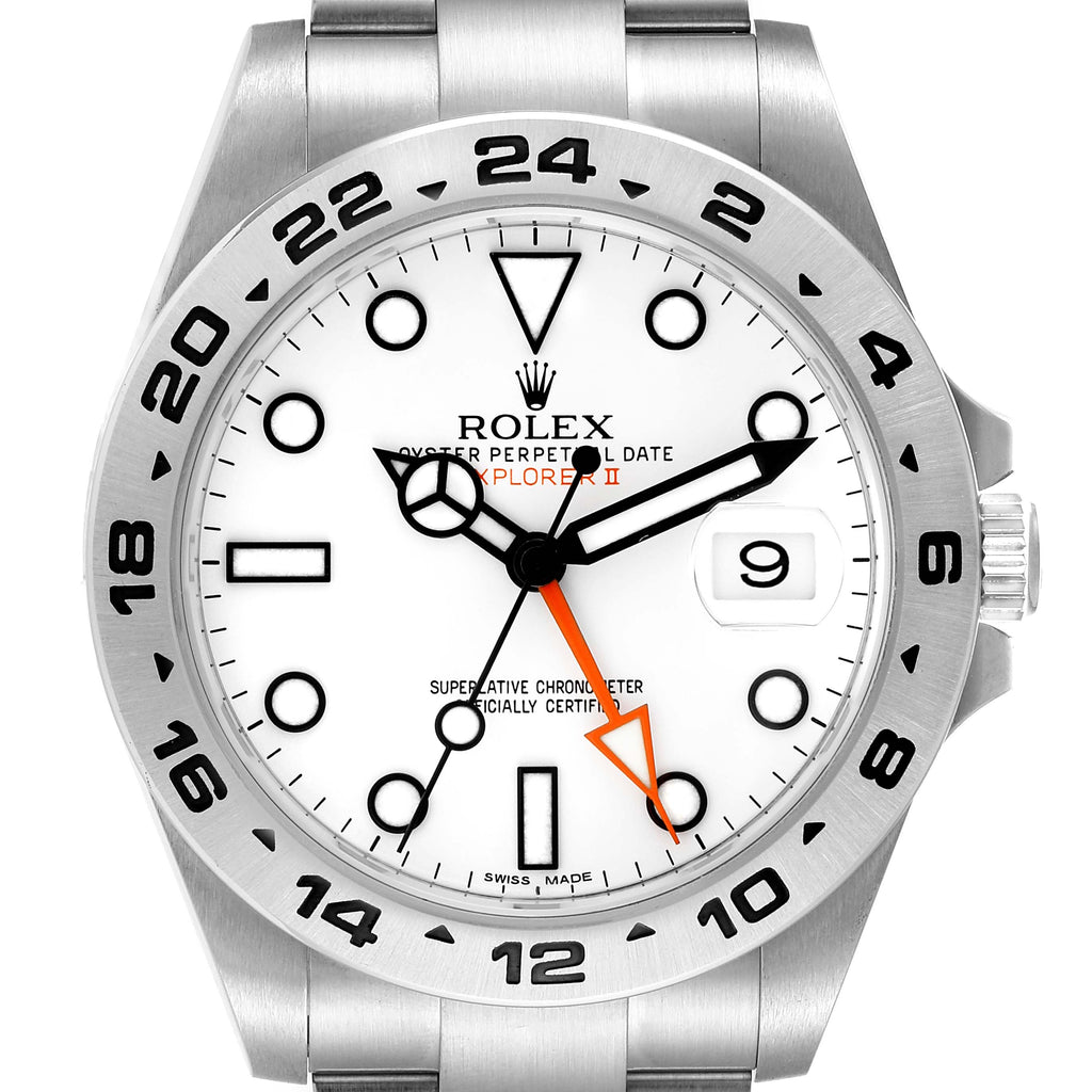 Rolex Explorer II 42 White Dial Orange Hand Steel Mens Watch 216570