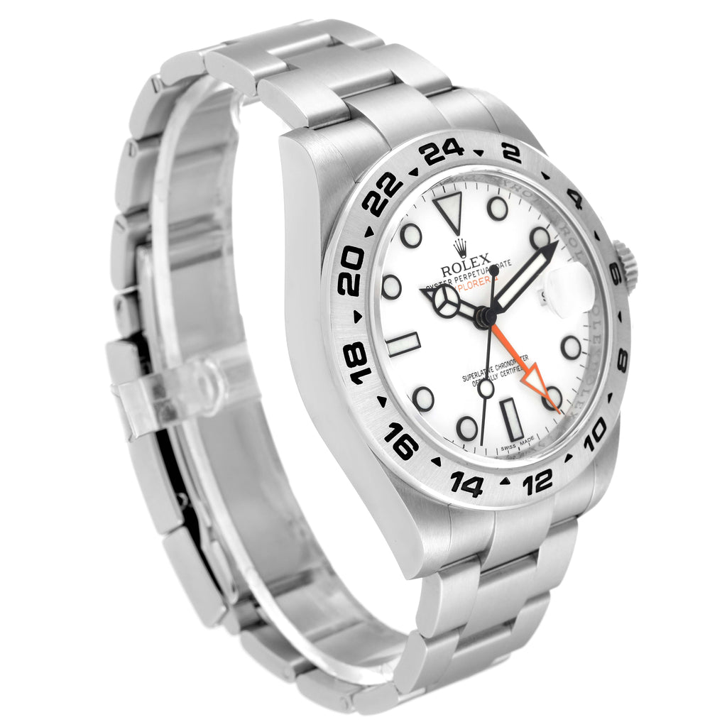 Rolex Explorer II 42 White Dial Orange Hand Steel Mens Watch 216570
