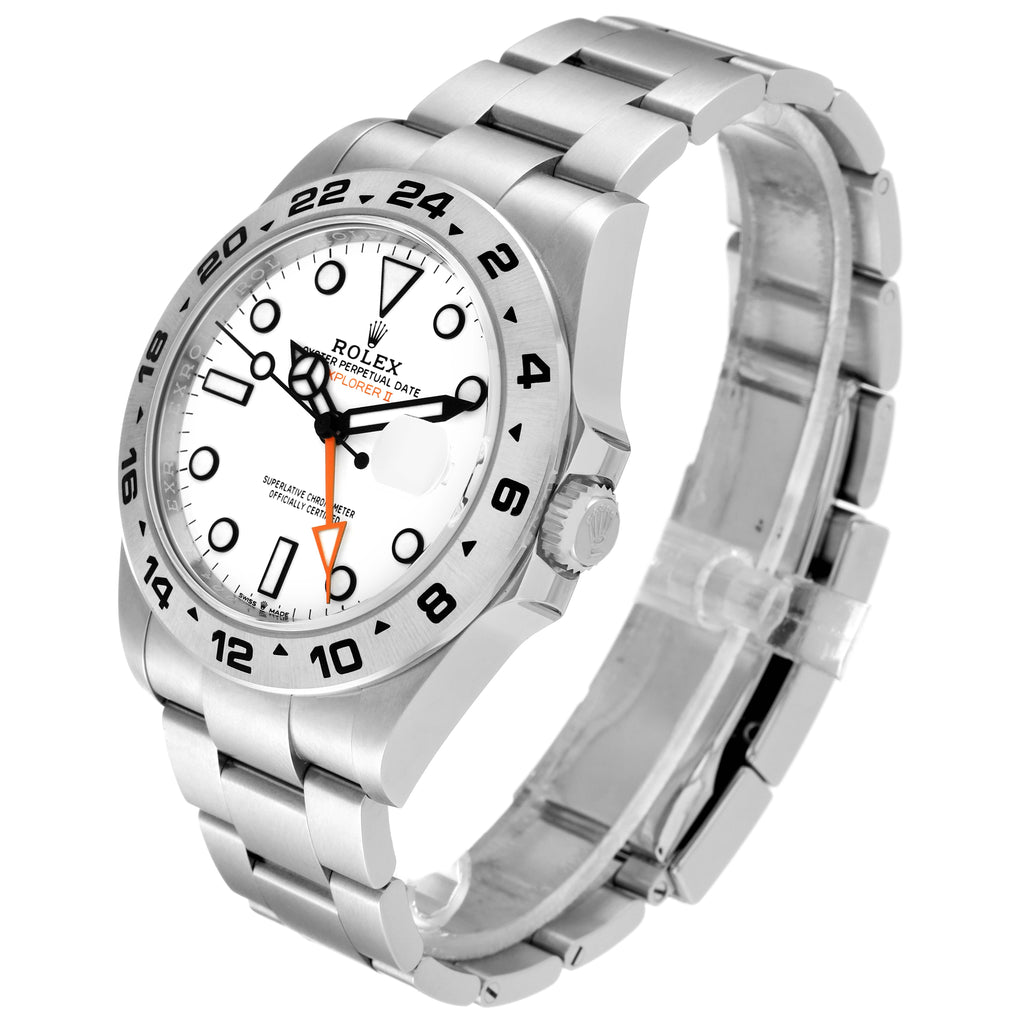 Rolex Explorer II White Polar Dial Orange Hand Steel Mens Watch 226570 Unworn