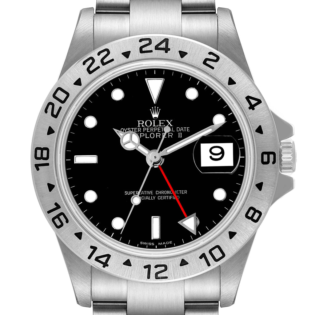 Rolex Explorer II Black Dial Parachrom Hairsprin Steel Mens Watch 16570 Box Card