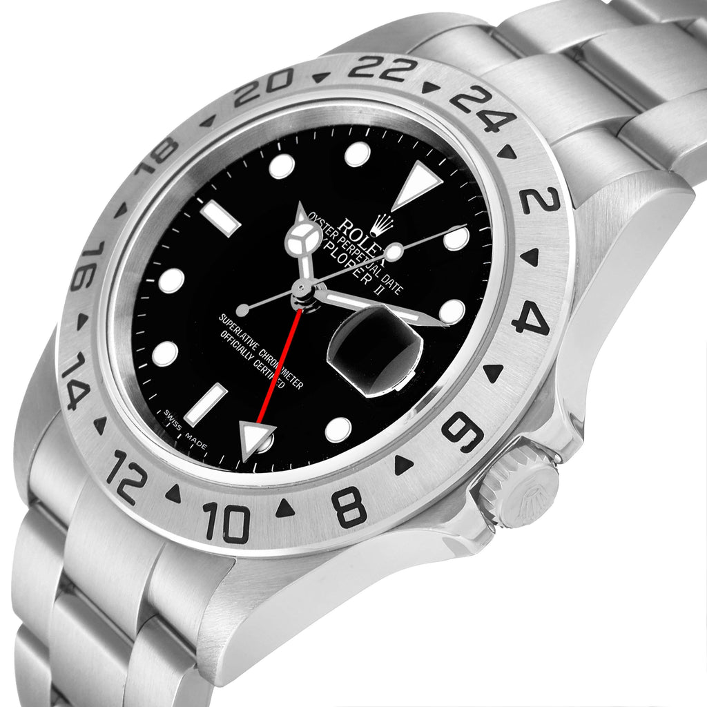 Rolex Explorer II Black Dial Parachrom Hairsprin Steel Mens Watch 16570 Box Card