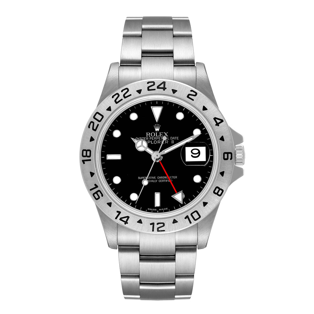Rolex Explorer II Black Dial Parachrom Hairsprin Steel Mens Watch 16570 Box Card
