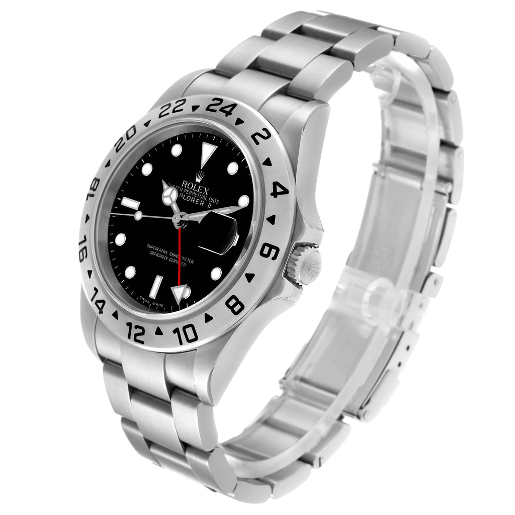 Rolex Explorer II Black Dial Automatic Steel Mens Watch 16570 Box Service Card