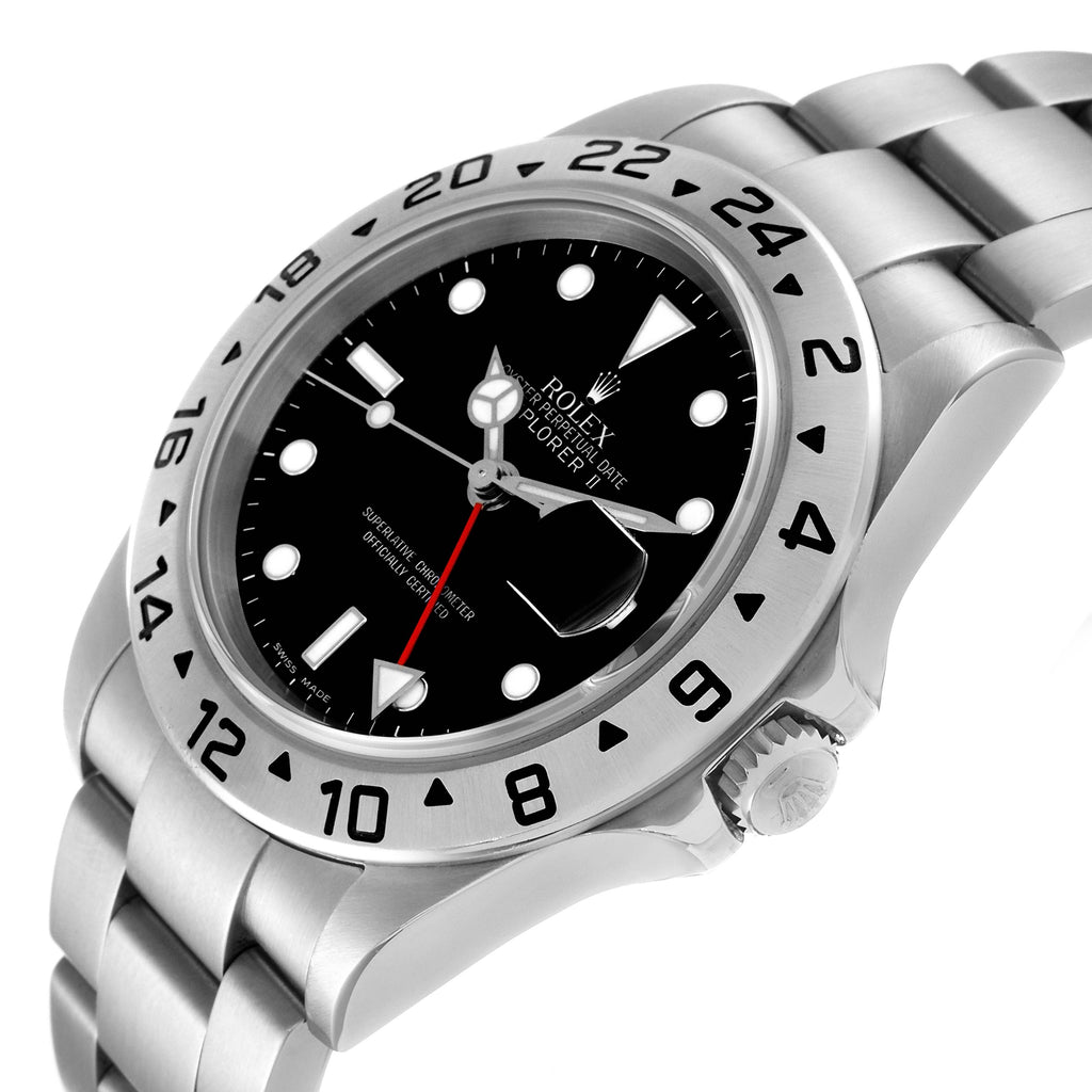 Rolex Explorer II Black Dial Automatic Steel Mens Watch 16570 Box Service Card