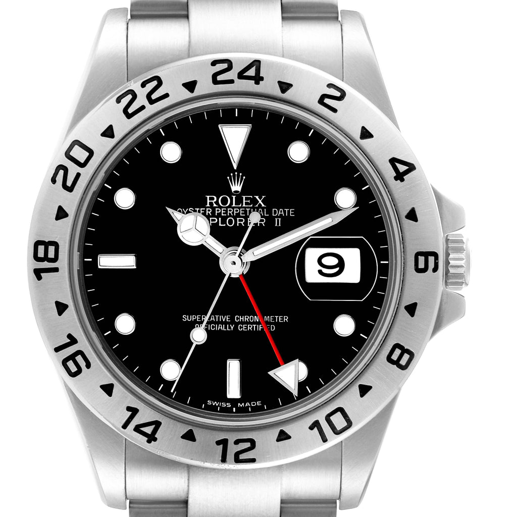 Rolex Explorer II Black Dial Automatic Steel Mens Watch 16570 Box Service Card