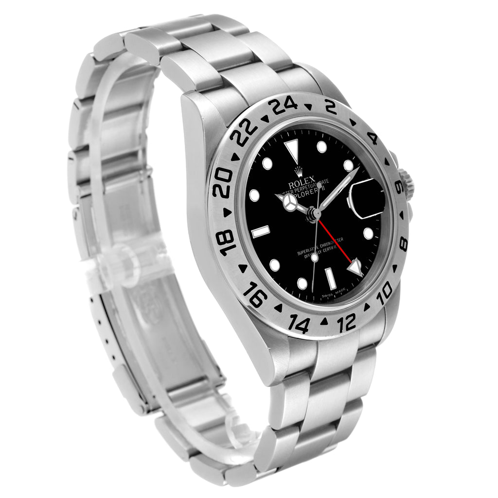 Rolex Explorer II Black Dial Automatic Steel Mens Watch 16570 Box Service Card